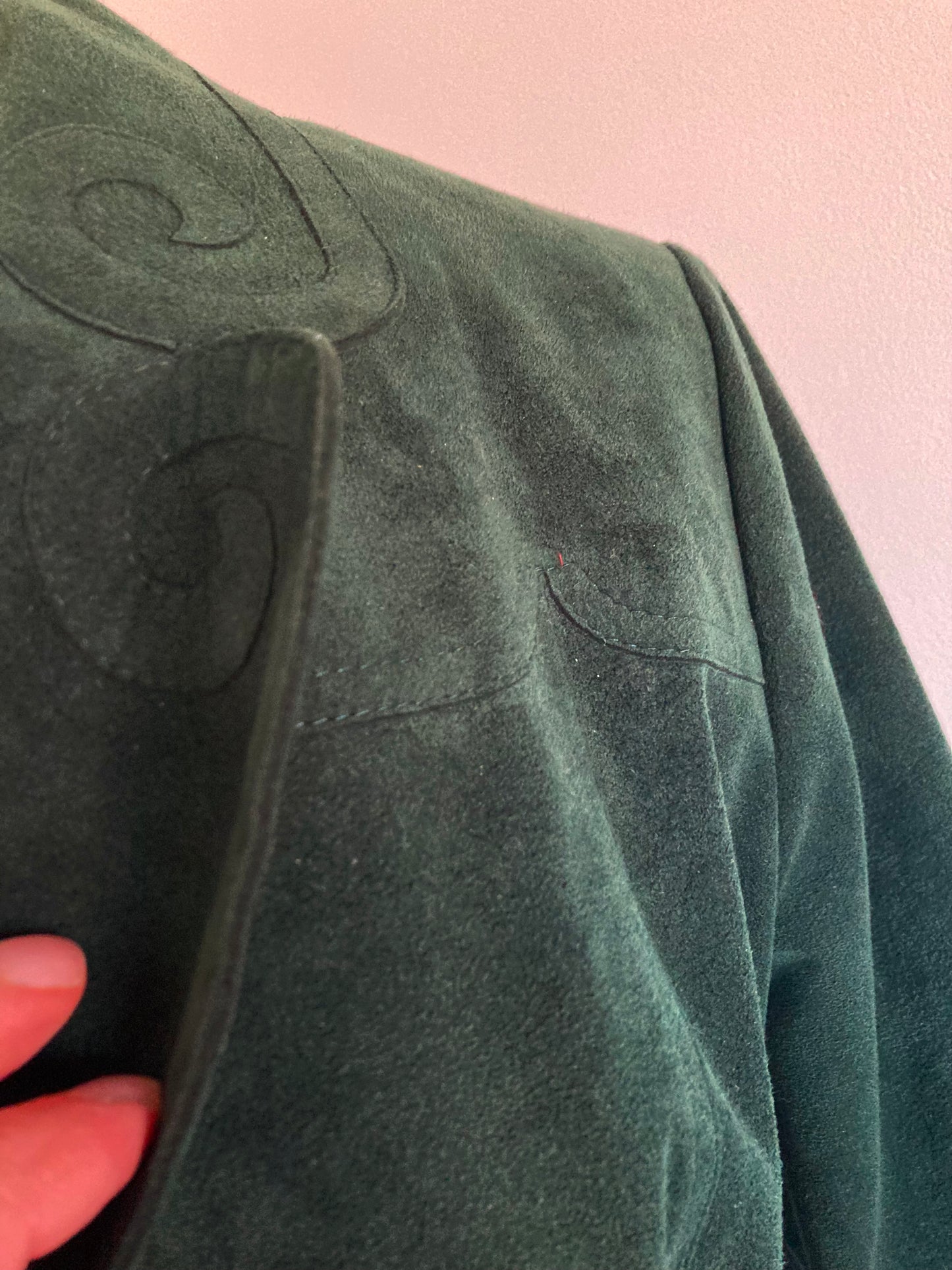 1970/80s Forest Green Ultrasuede Trench Coat, Size M