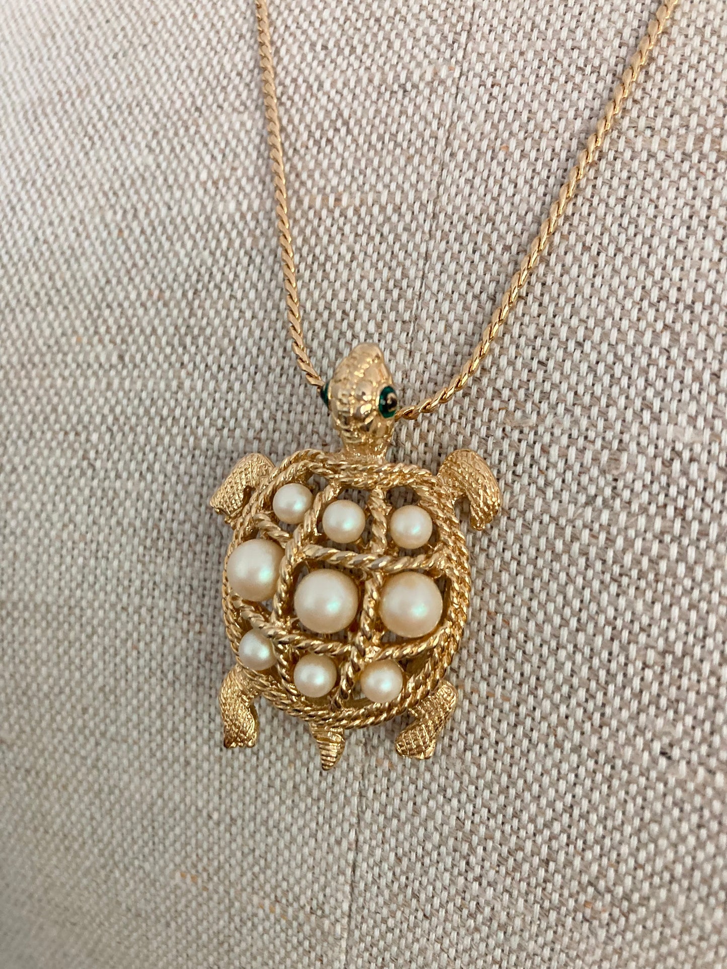 D'Orlan Pearl Turtle Pendant/Brooch, Turtle Necklace, Vintage Dorlan