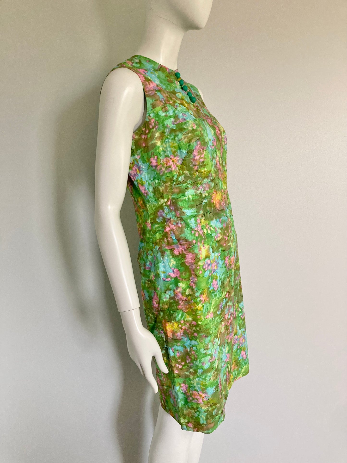 1960s Mod Abstract Shift Dress, Vintage Mod Summer Shift, Size XS