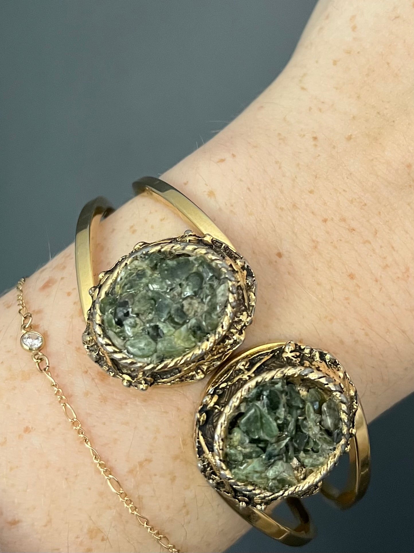 1970s Chipped Jade Clamper Bracelet