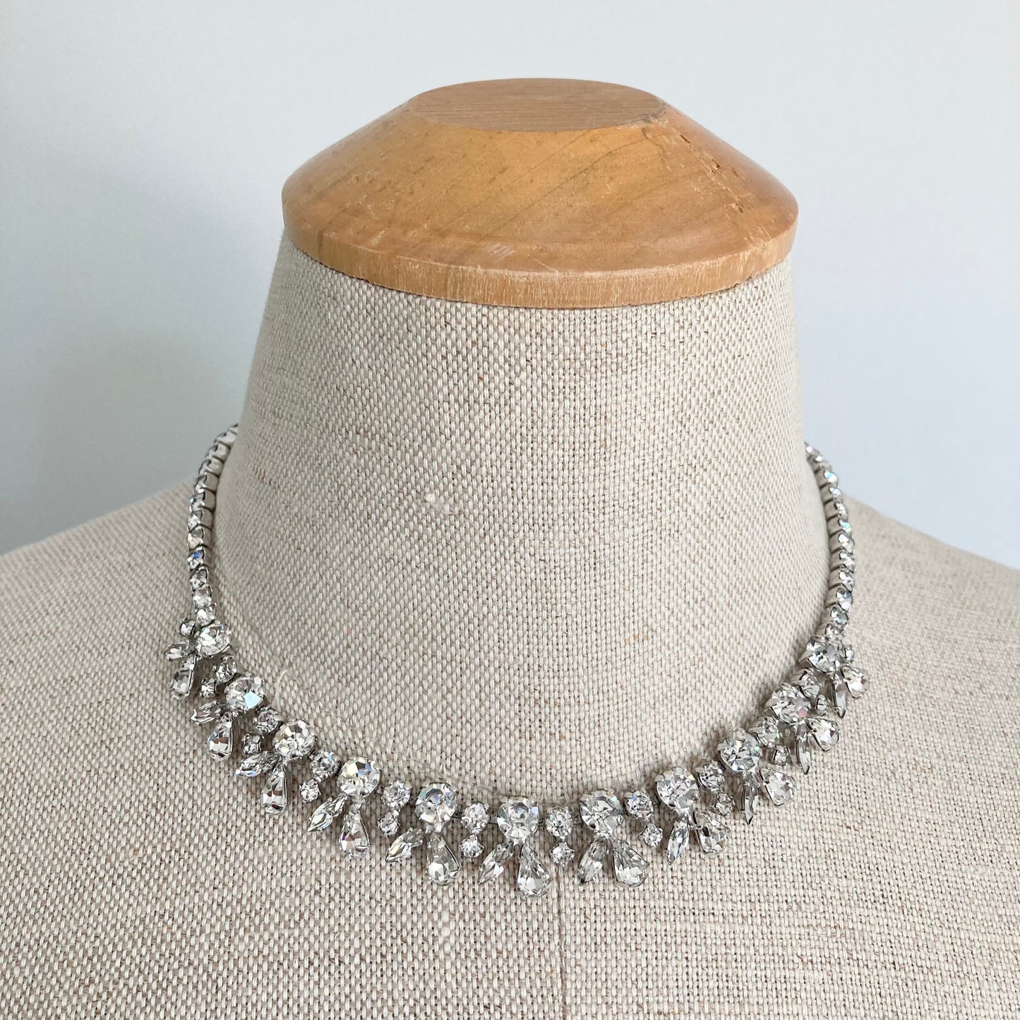 Vintage Sherman Rhinestone Necklace, Vintage Bridal Necklace