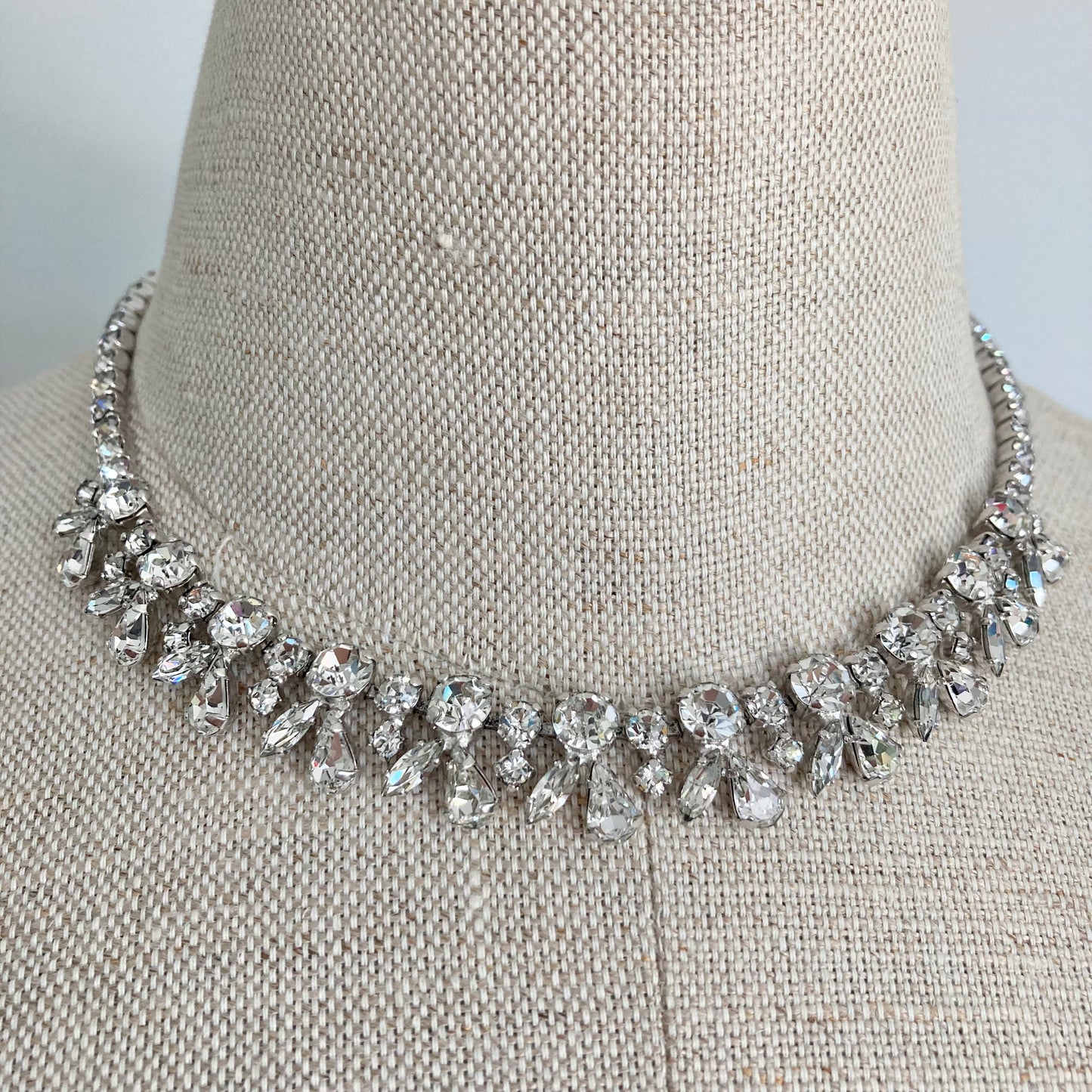 Vintage Sherman Rhinestone Necklace, Vintage Bridal Necklace