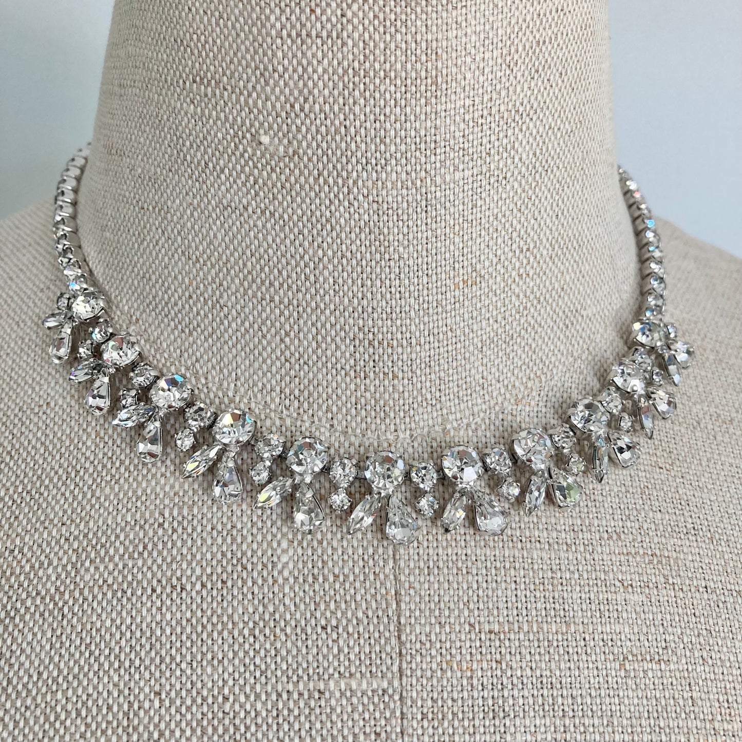 Vintage Sherman Rhinestone Necklace, Vintage Bridal Necklace