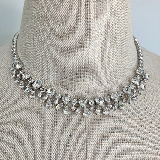 Vintage Sherman Rhinestone Necklace, Vintage Bridal Necklace