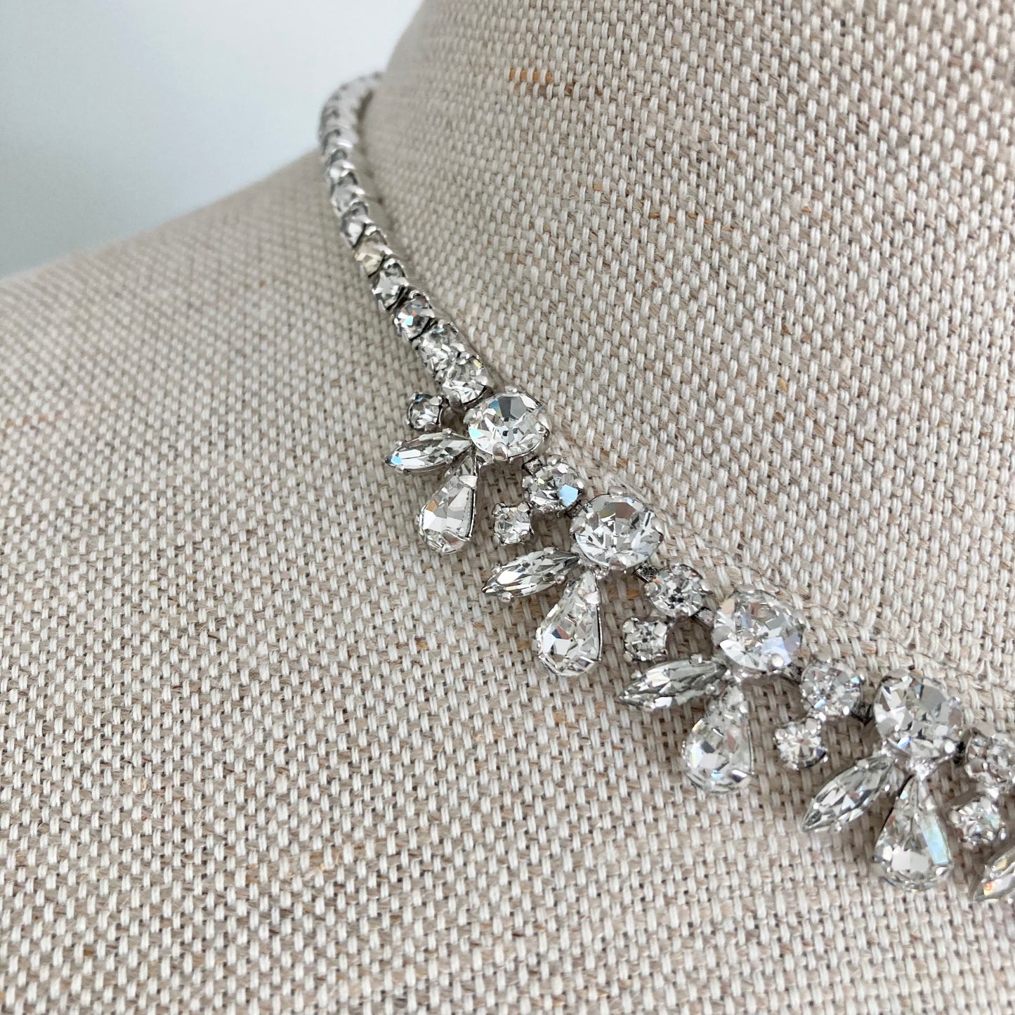 Vintage Sherman Rhinestone Necklace, Vintage Bridal Necklace