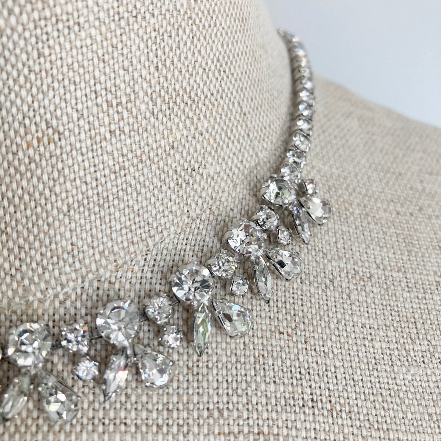 Vintage Sherman Rhinestone Necklace, Vintage Bridal Necklace