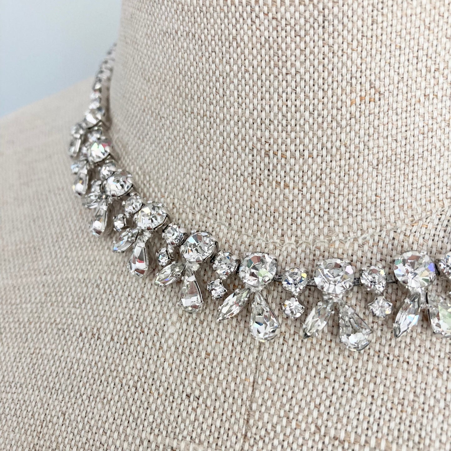 Vintage Sherman Rhinestone Necklace, Vintage Bridal Necklace