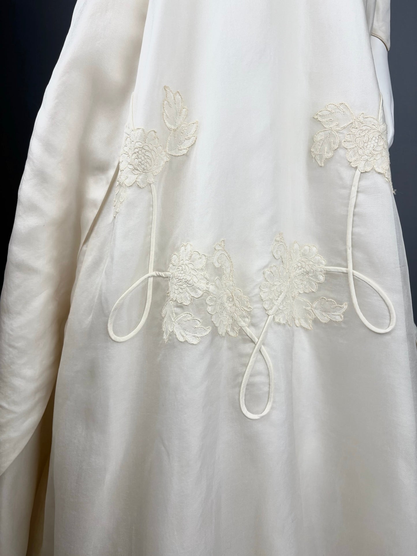 1950s "Lorraine" Scalloped Boatneck Wedding Dress, Size XS