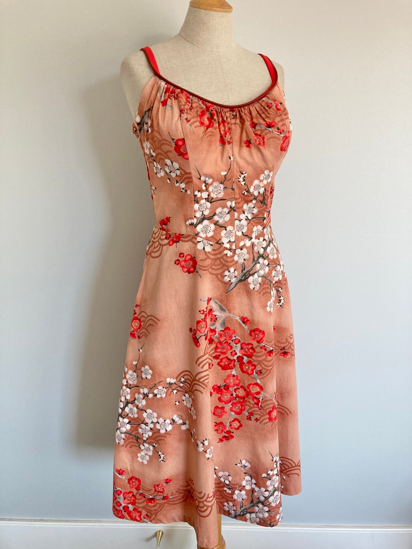 1960/70s De Weese Cotton Sundress with Built-in Bra, Size XL