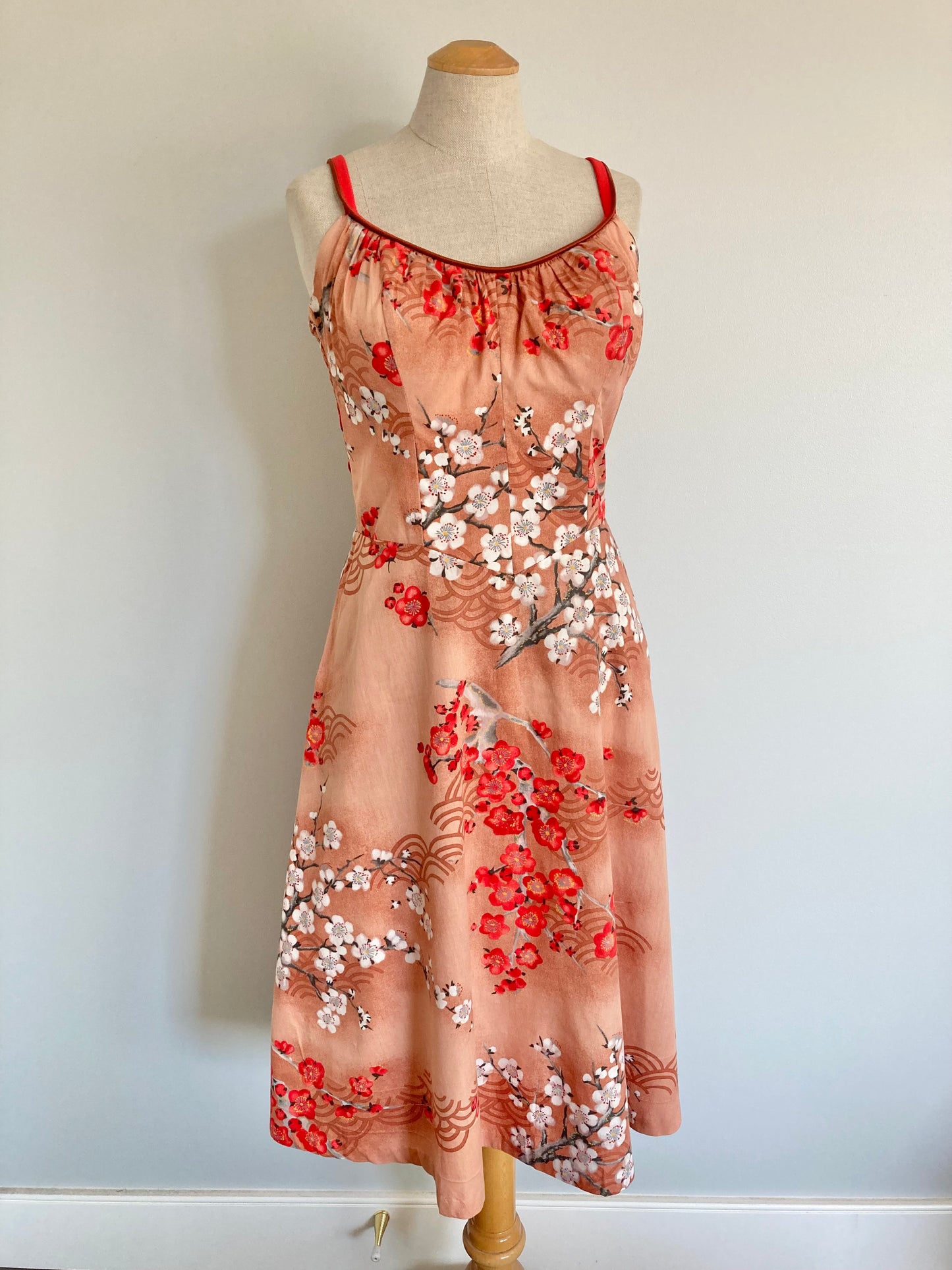 1960/70s De Weese Cotton Sundress with Built-in Bra, Size XL