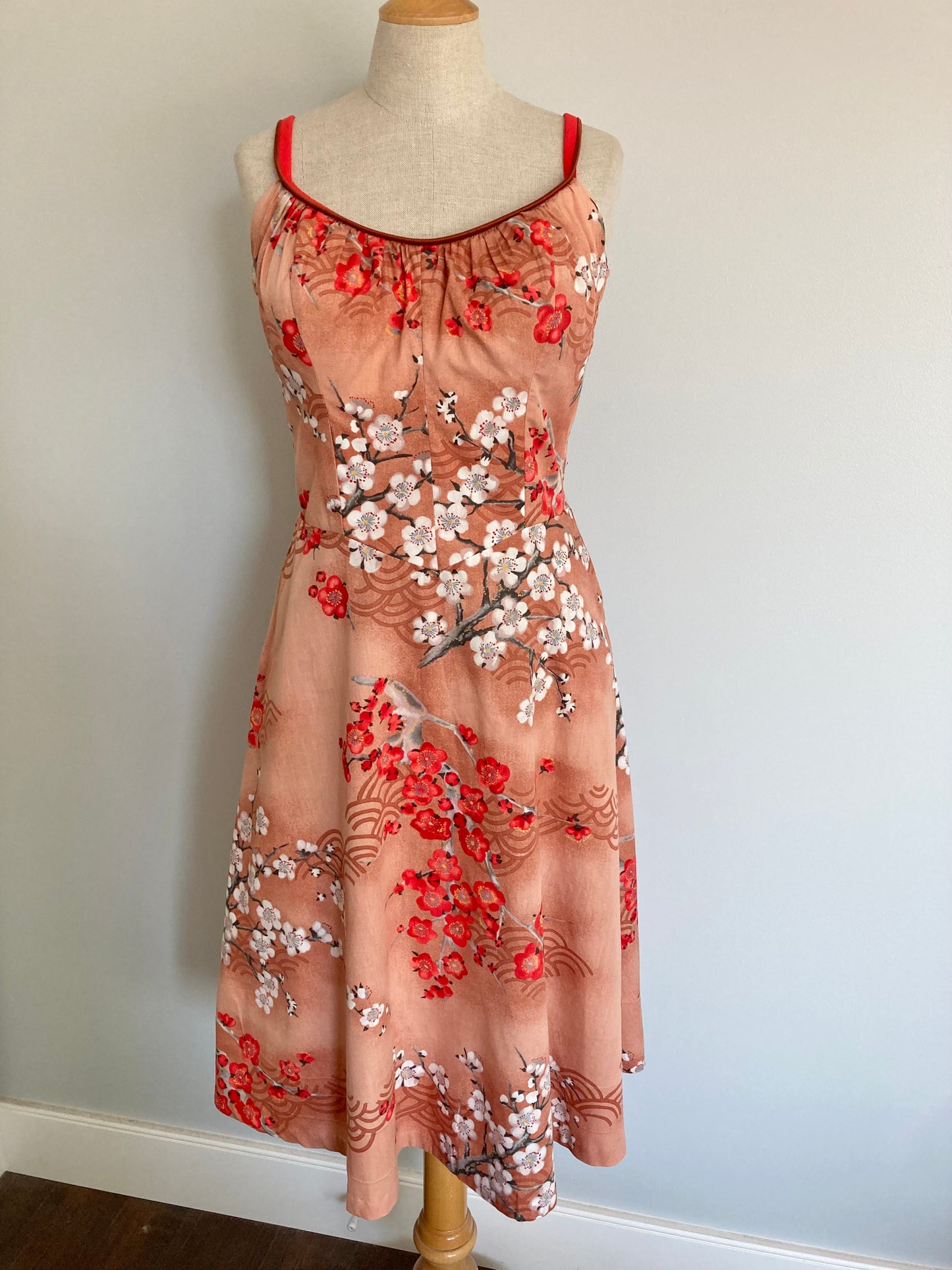 1960/70s De Weese Cotton Sundress with Built-in Bra, Size XL