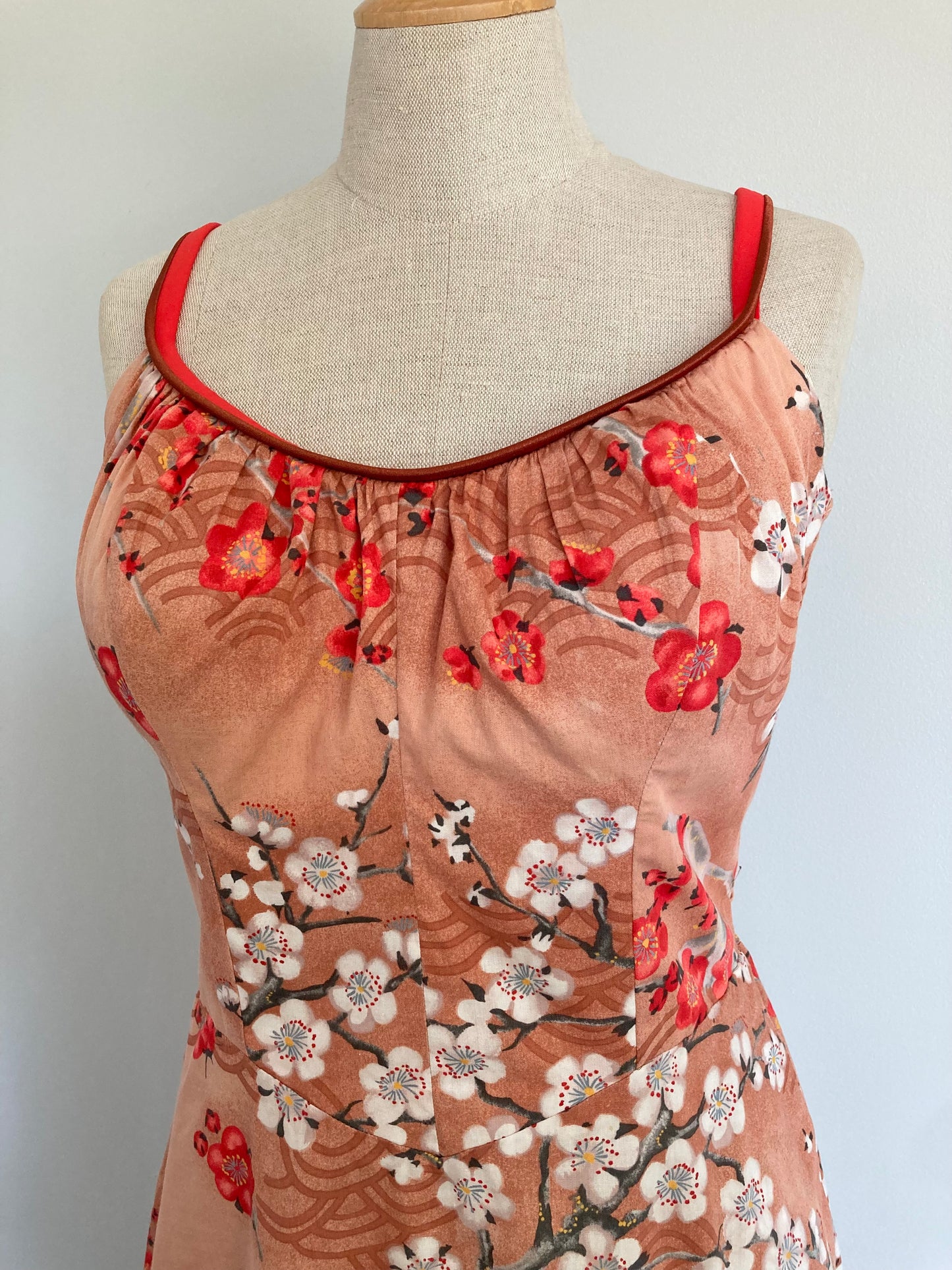 1960/70s De Weese Cotton Sundress with Built-in Bra, Size XL