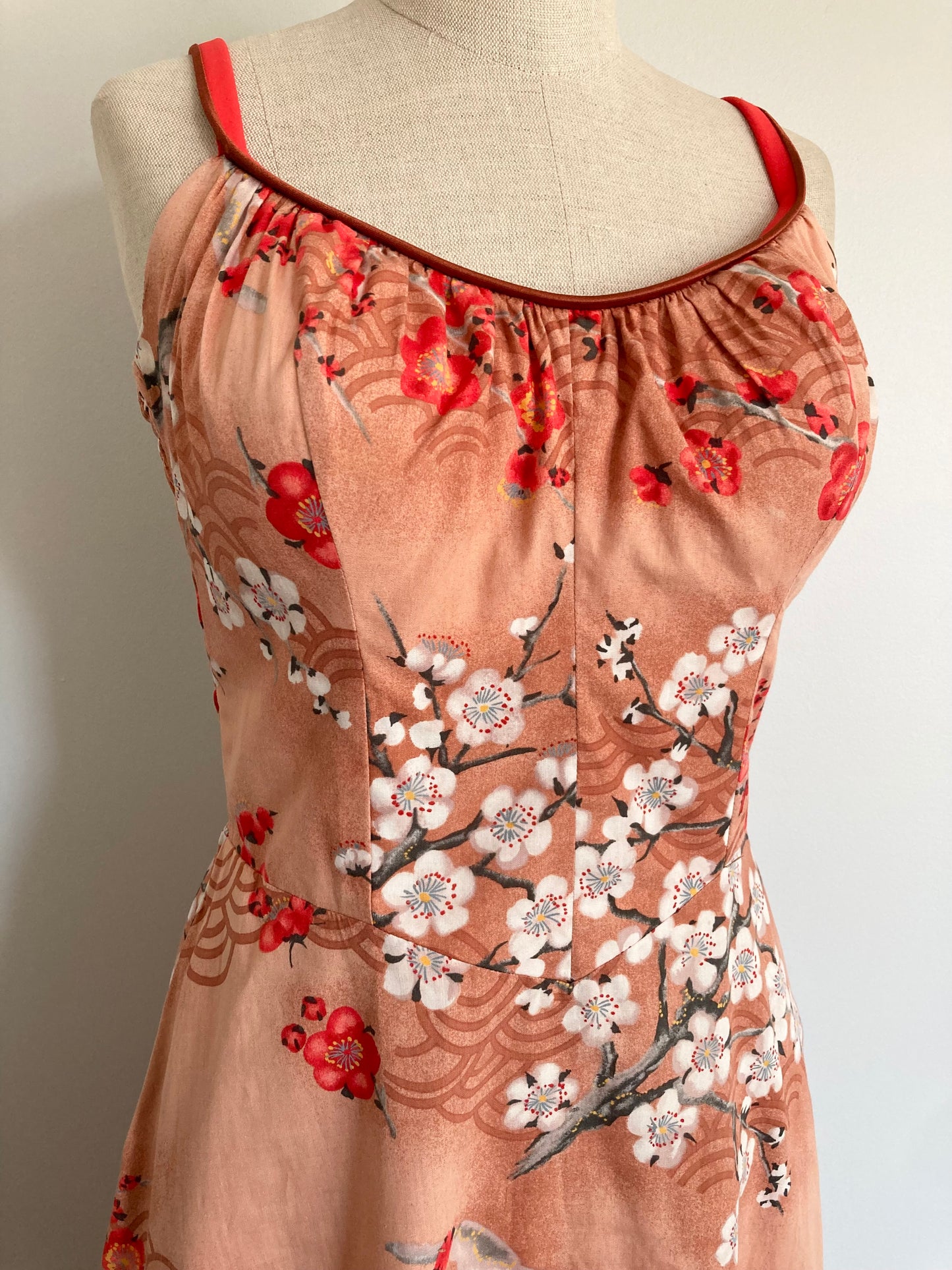 1960/70s De Weese Cotton Sundress with Built-in Bra, Size XL