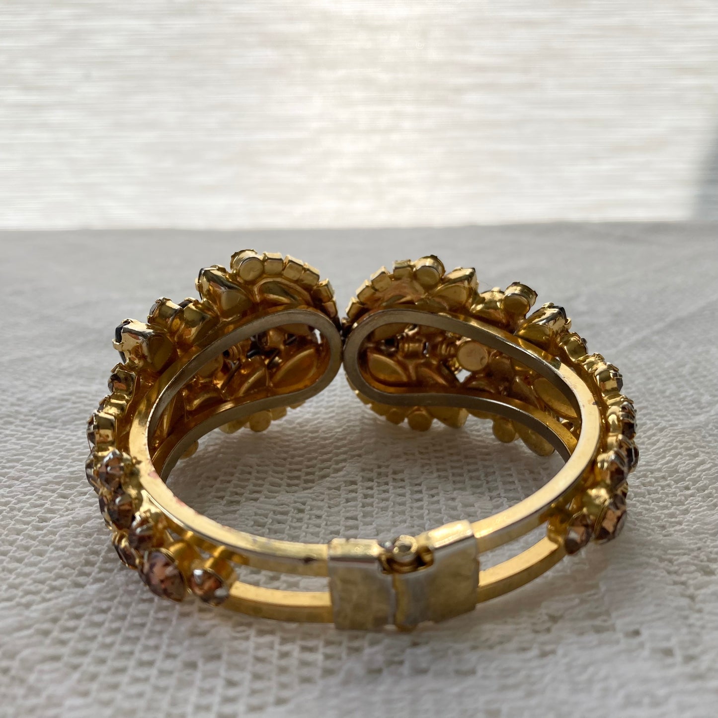 Gorgeous 1960s Juliana DeLizza and Elster Clamper Bracelet, Vintage Rhinestone Clamper Bracelet