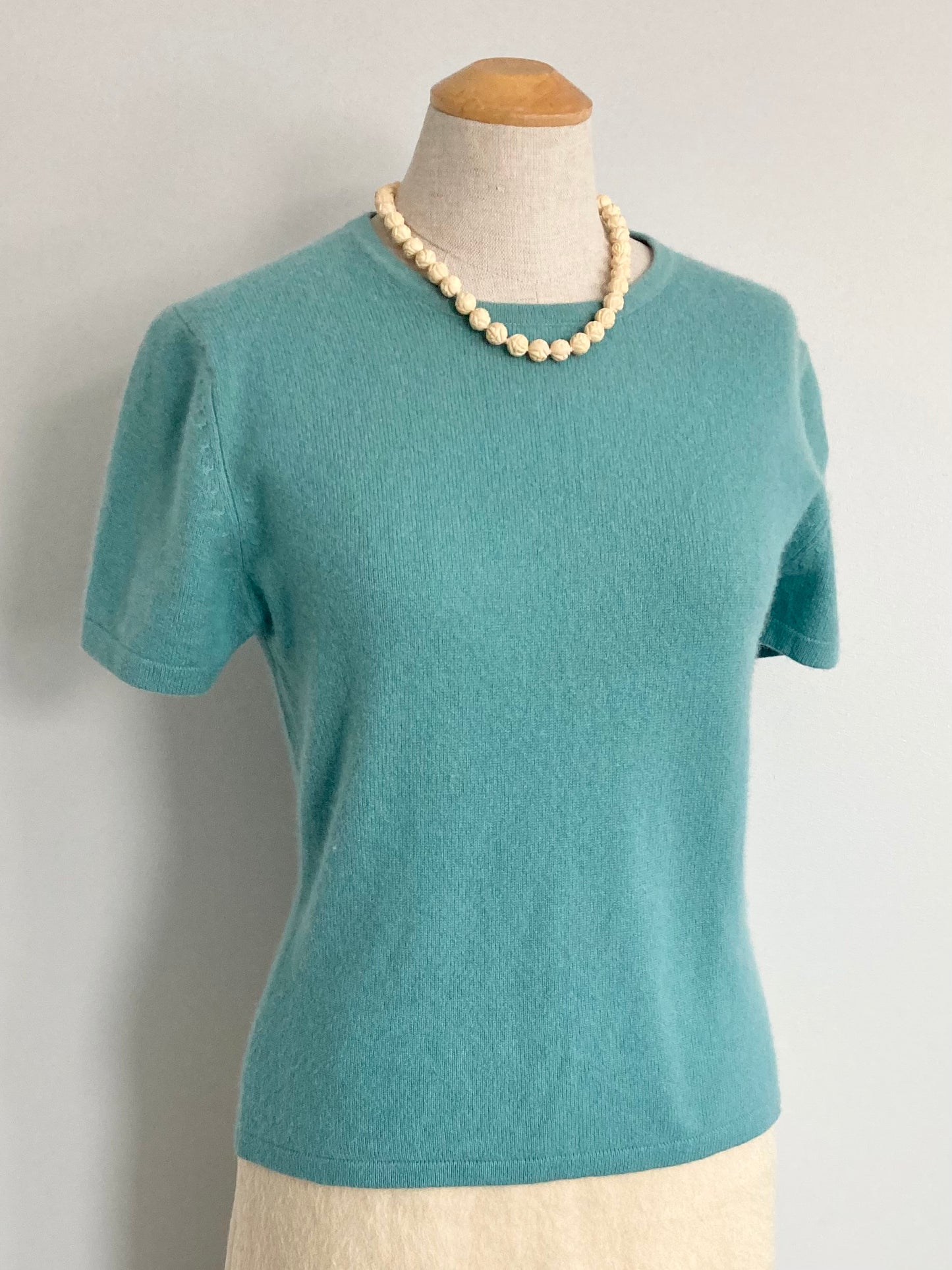 Short Sleeve Cashmere Sweater, Size M