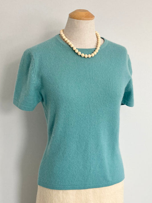 Short Sleeve Cashmere Sweater, Size M