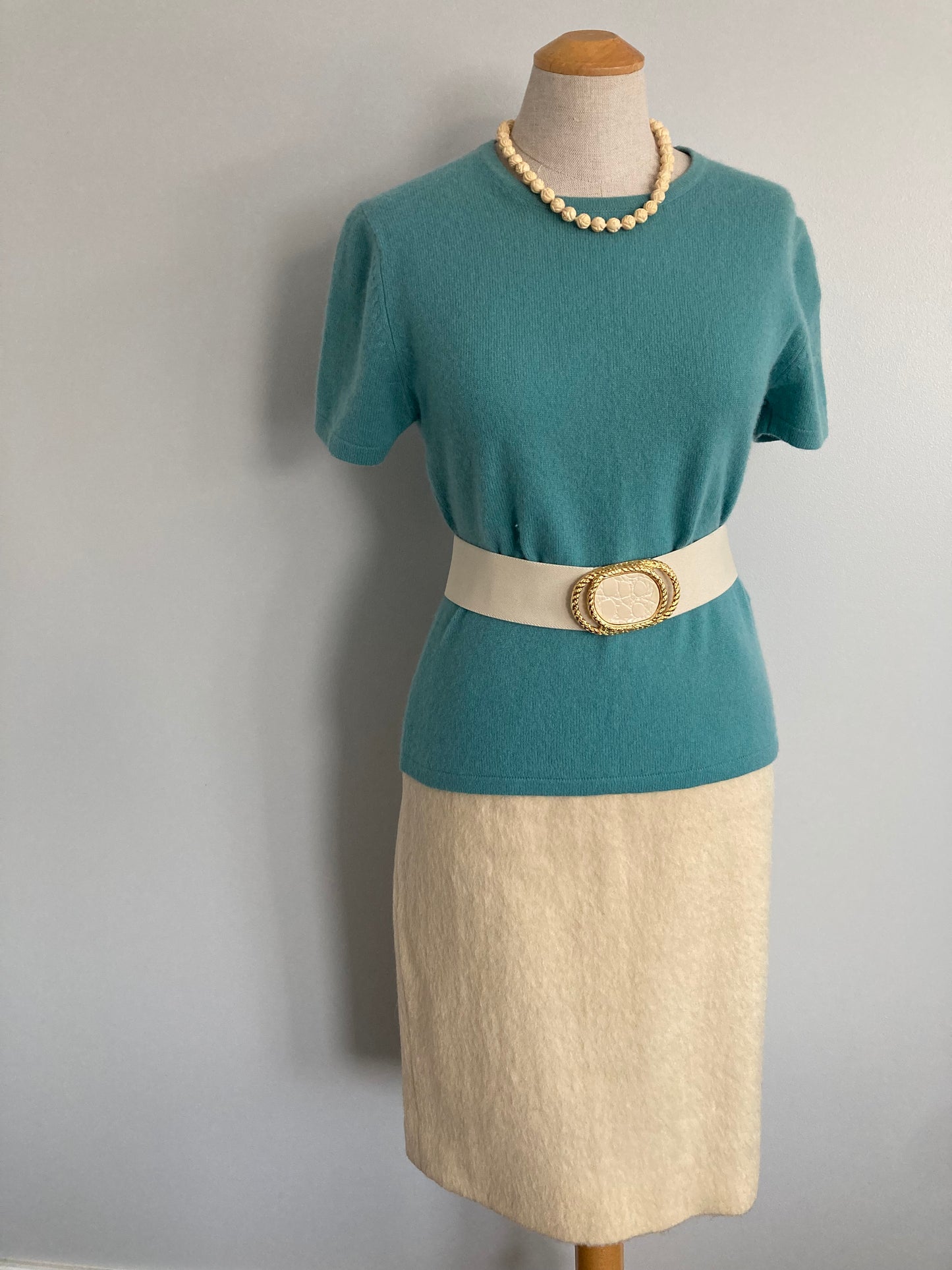 Short Sleeve Cashmere Sweater, Size M