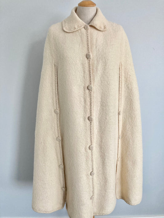 Vintage Cream Coloured Alpaca Cape