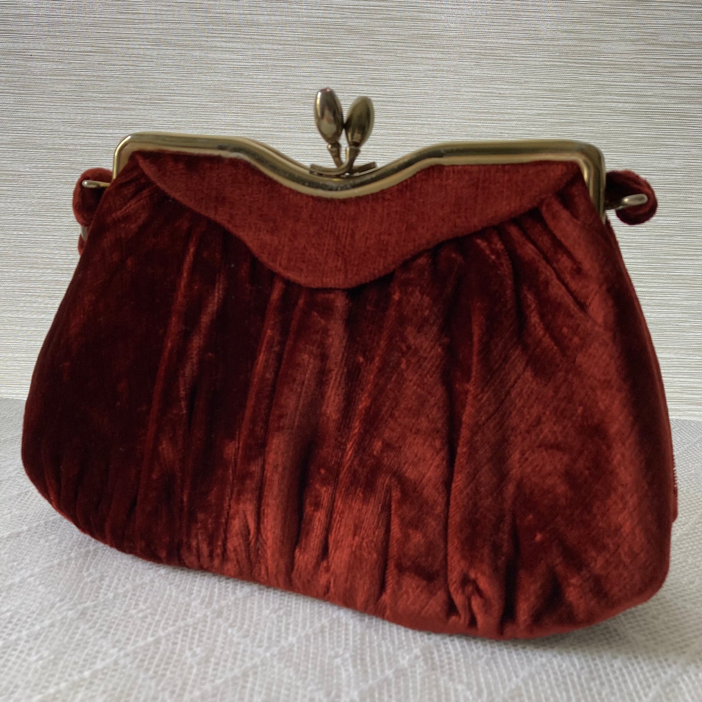 1940s Velvet Evening Purse, 40s Rusty Brown Velvet Evening Bag