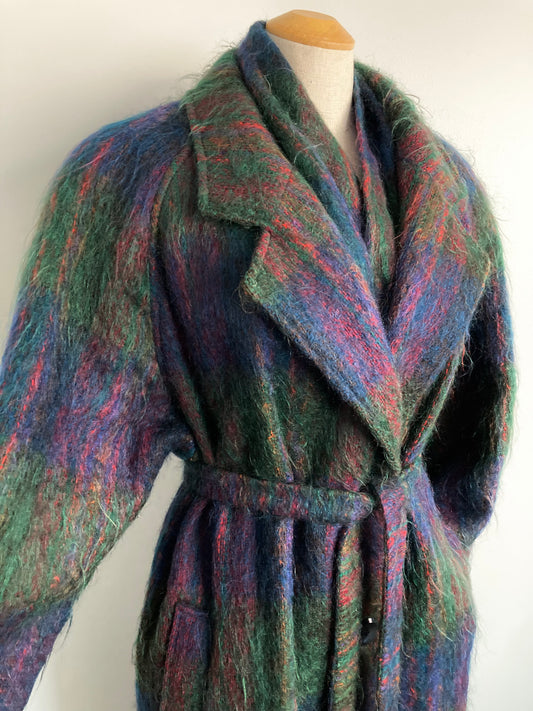 1980s Mohair Coat and Scarf, Size L (16)