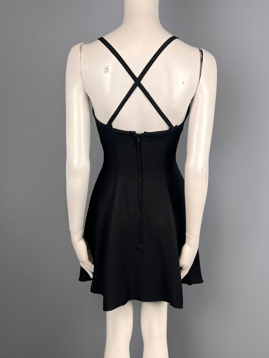 80s Sexy Black Jewelled Mini Dress, Size XS