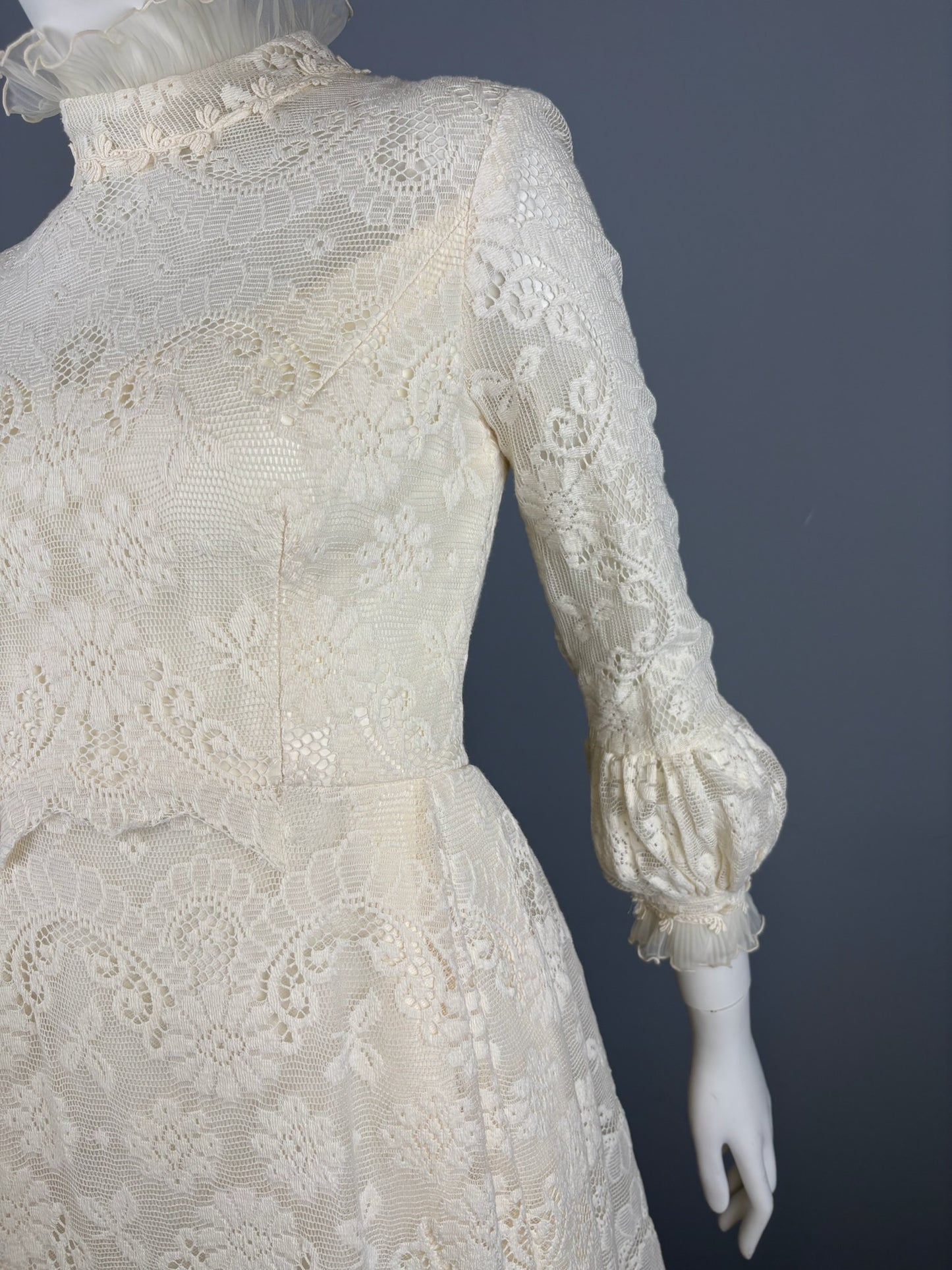 1960/70s Lace Wedding Dress, Penny Lane, Size S