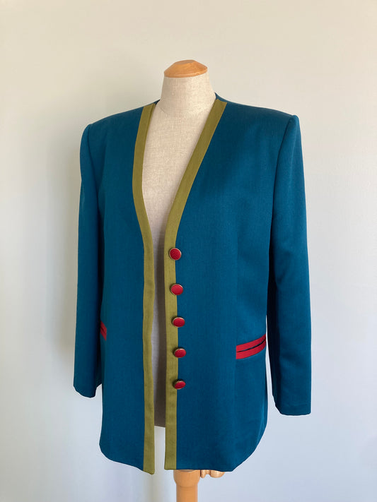 1980s Wool Color Block Blazer, Size M/L