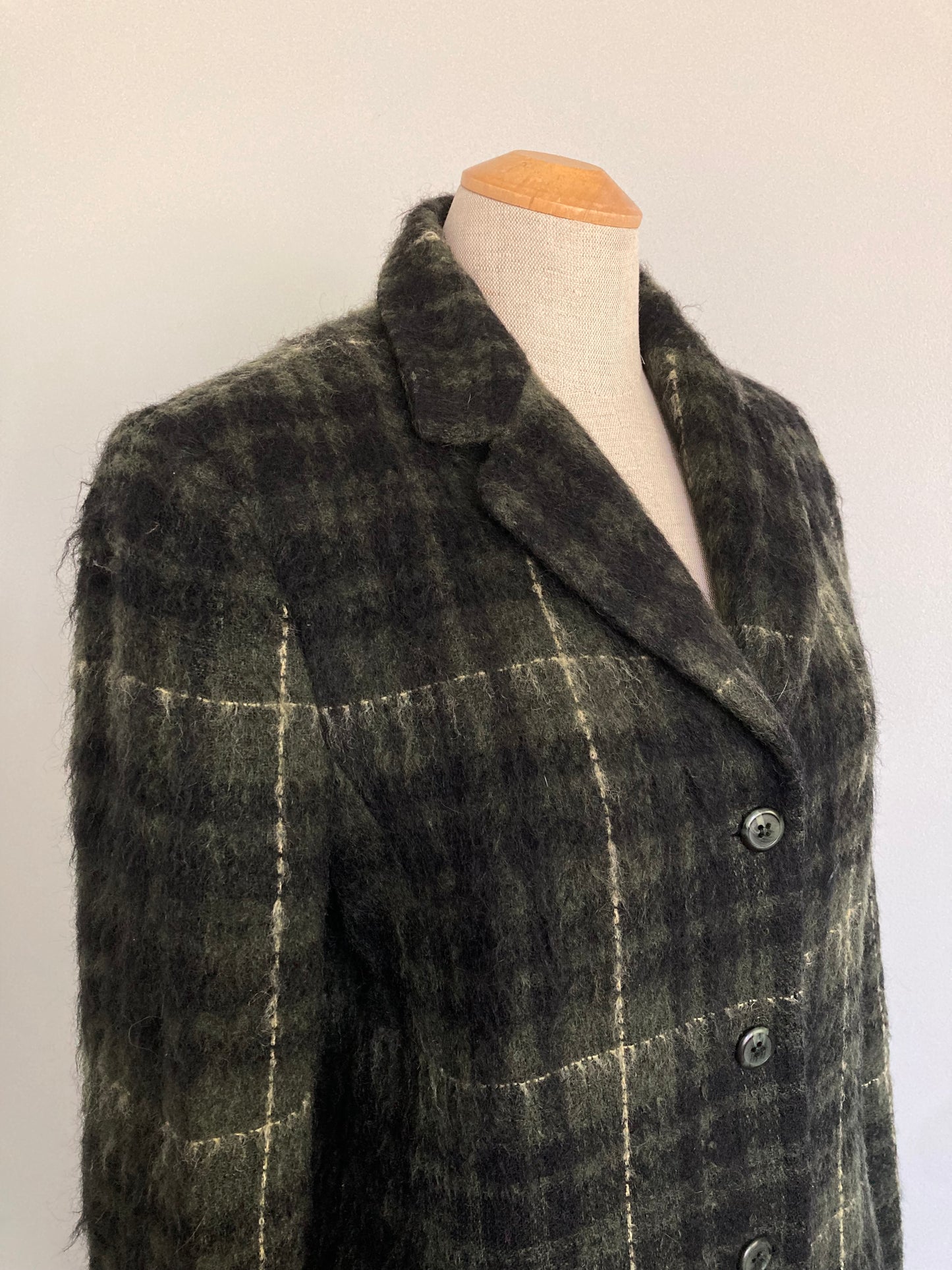 90s Holt Renfrew Plaid Mohair Coat, Size 4 (S)