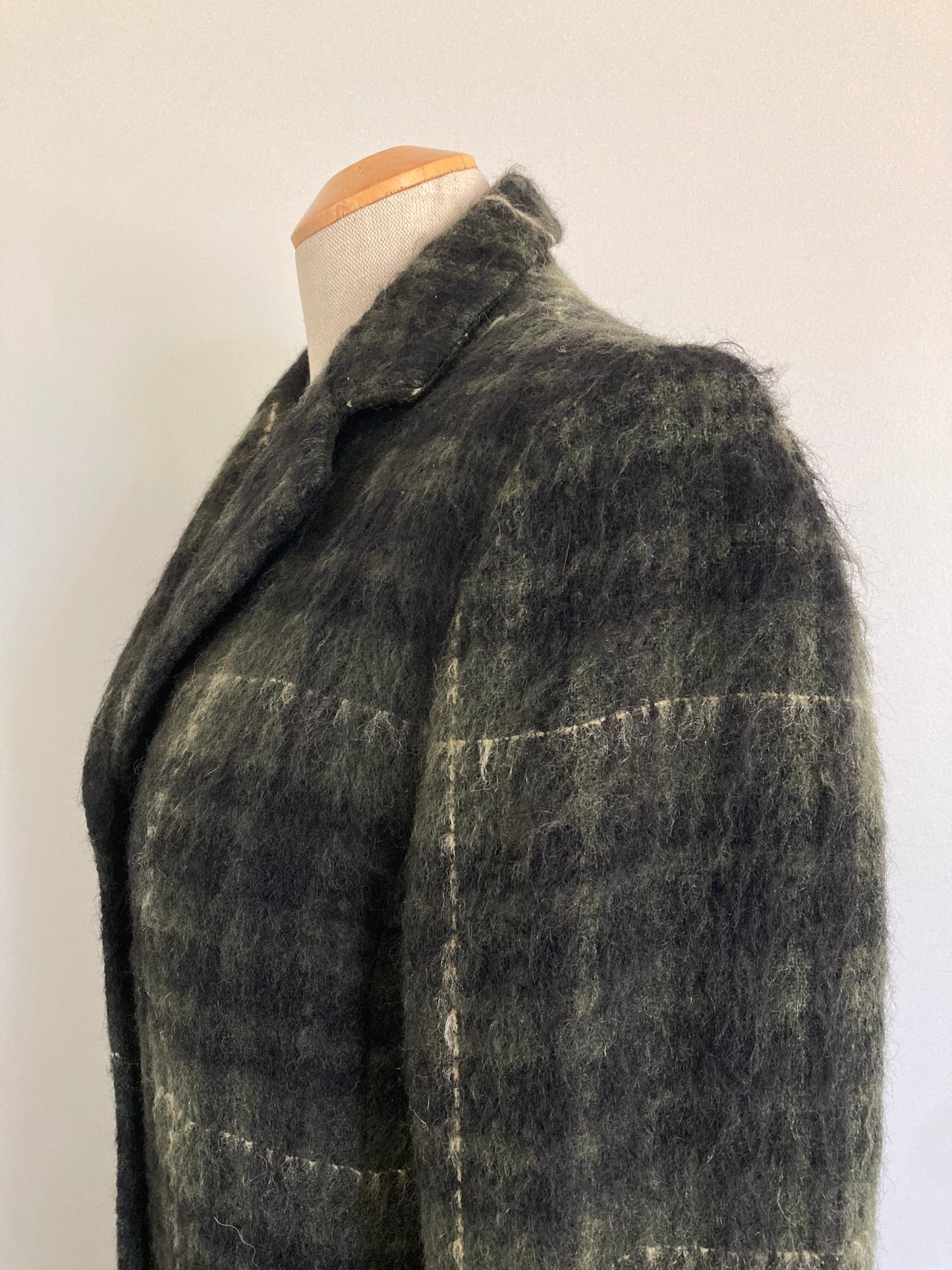 90s Holt Renfrew Plaid Mohair Coat, Size 4 (S)