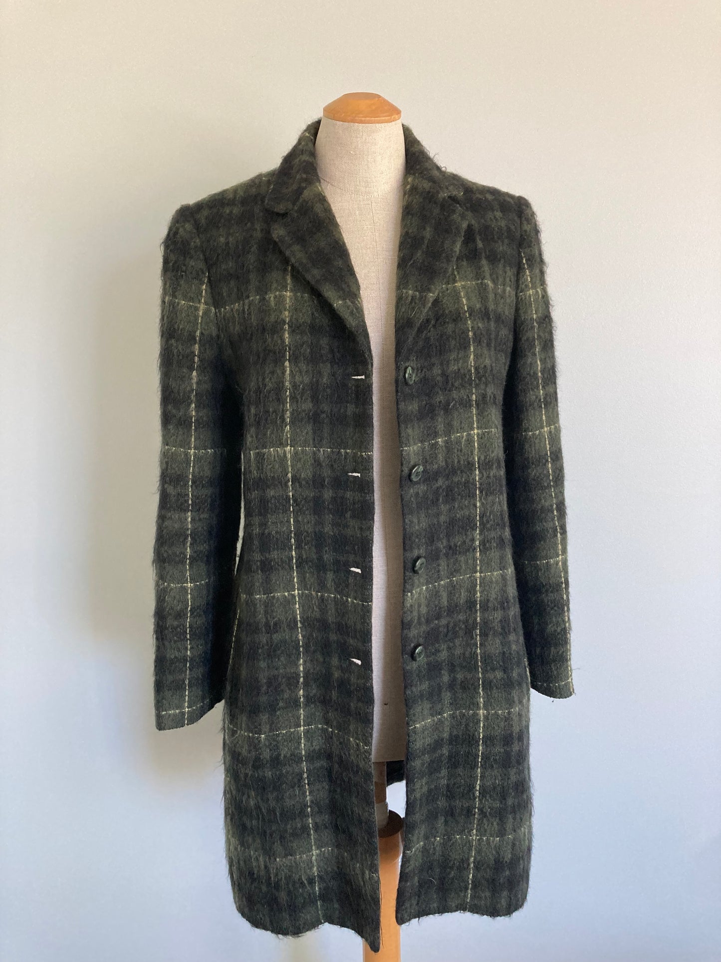 90s Holt Renfrew Plaid Mohair Coat, Size 4 (S)