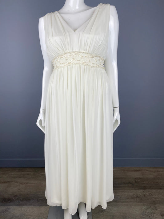 Vintage Grecian Style Wedding Dress, Size XXL, Plus Size Bridal