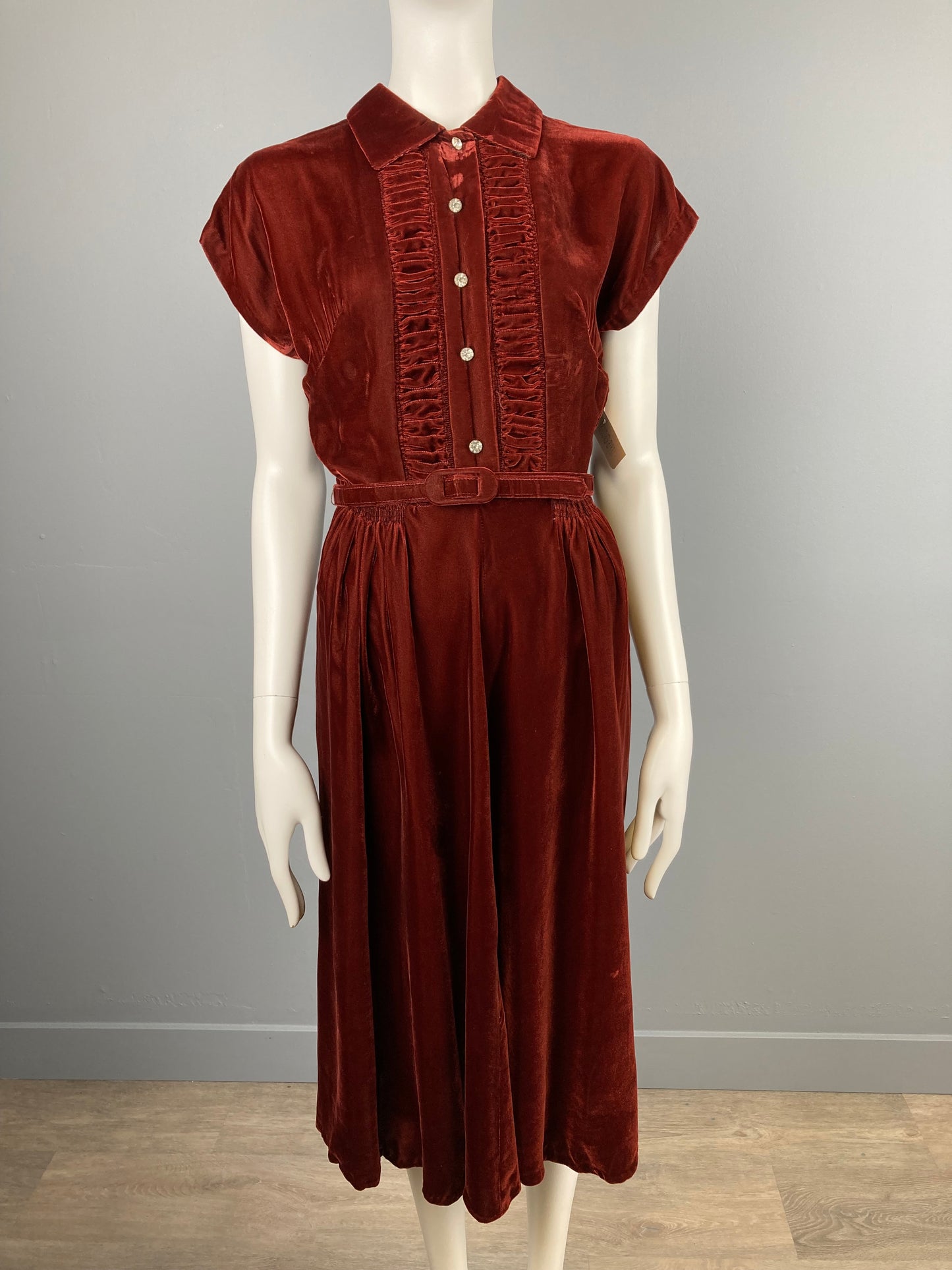 1940s Velvet Party Dress, Size M