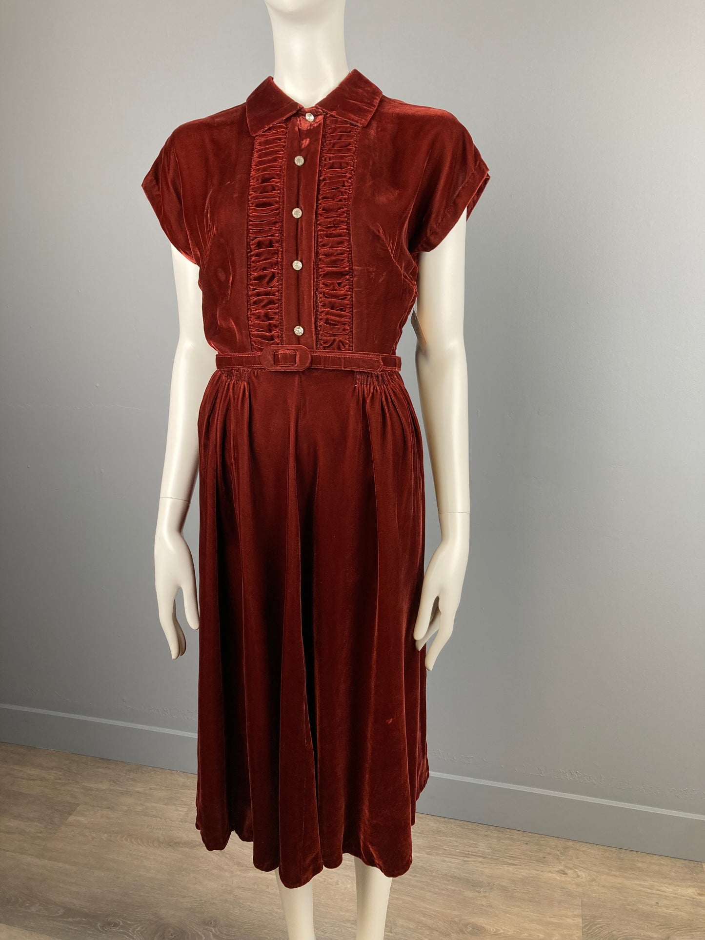 1940s Velvet Party Dress, Size M