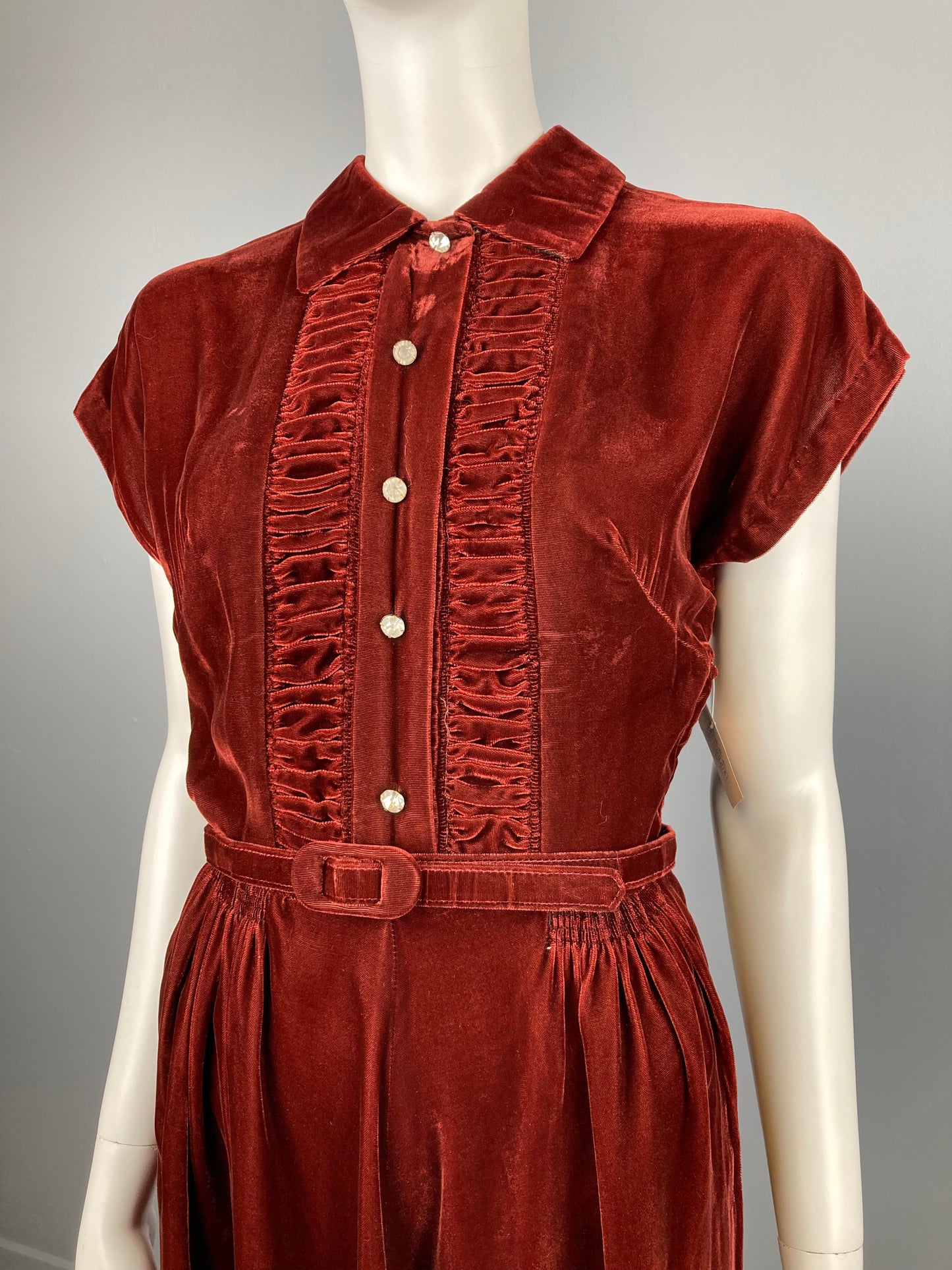 1940s Velvet Party Dress, Size M