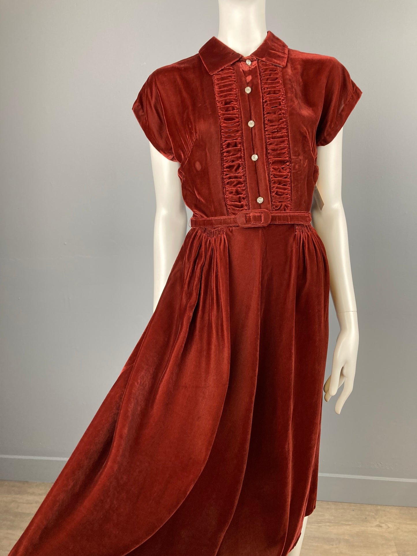 1940s Velvet Party Dress, Size M