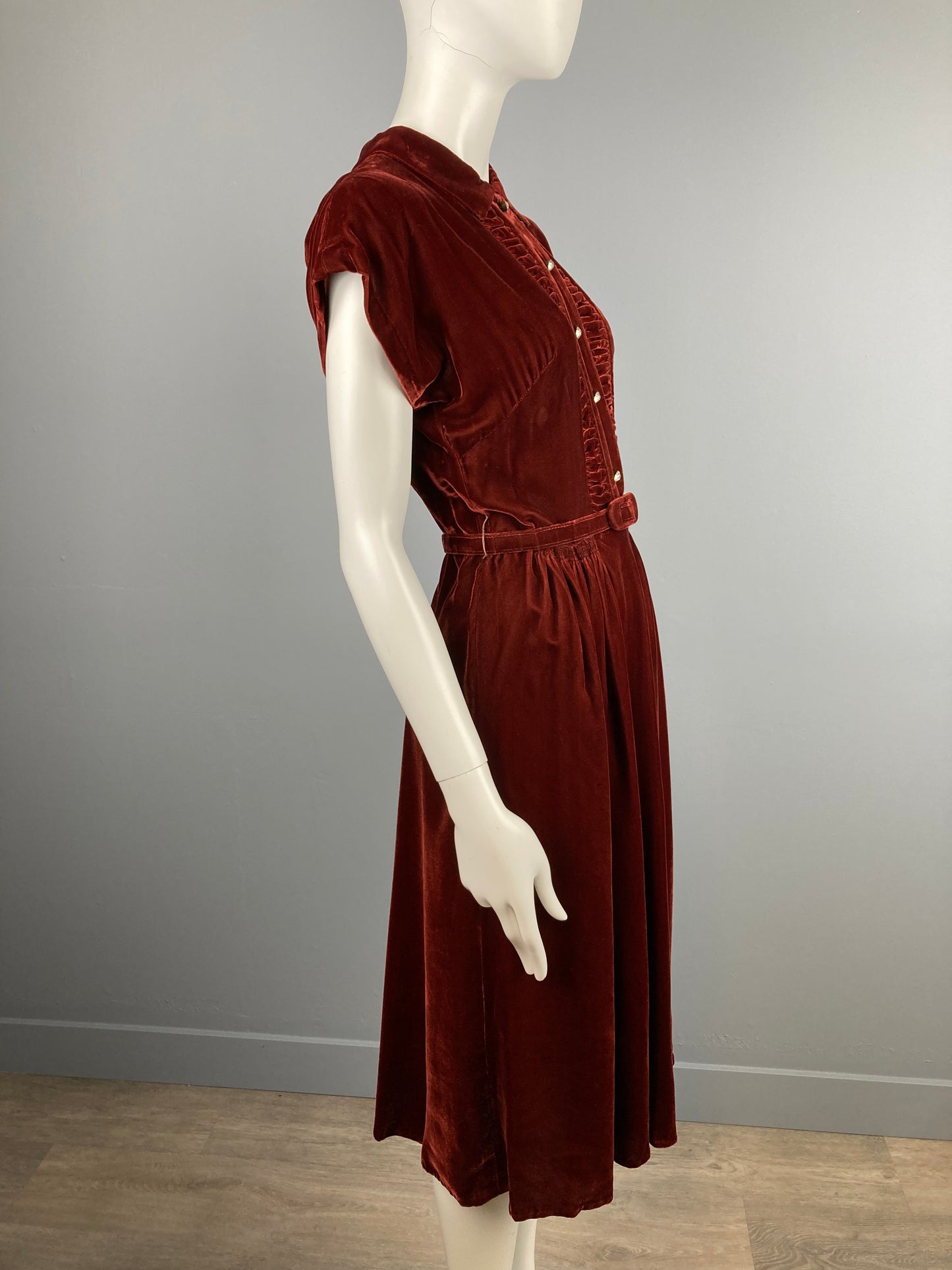 1940s Velvet Party Dress, Size M