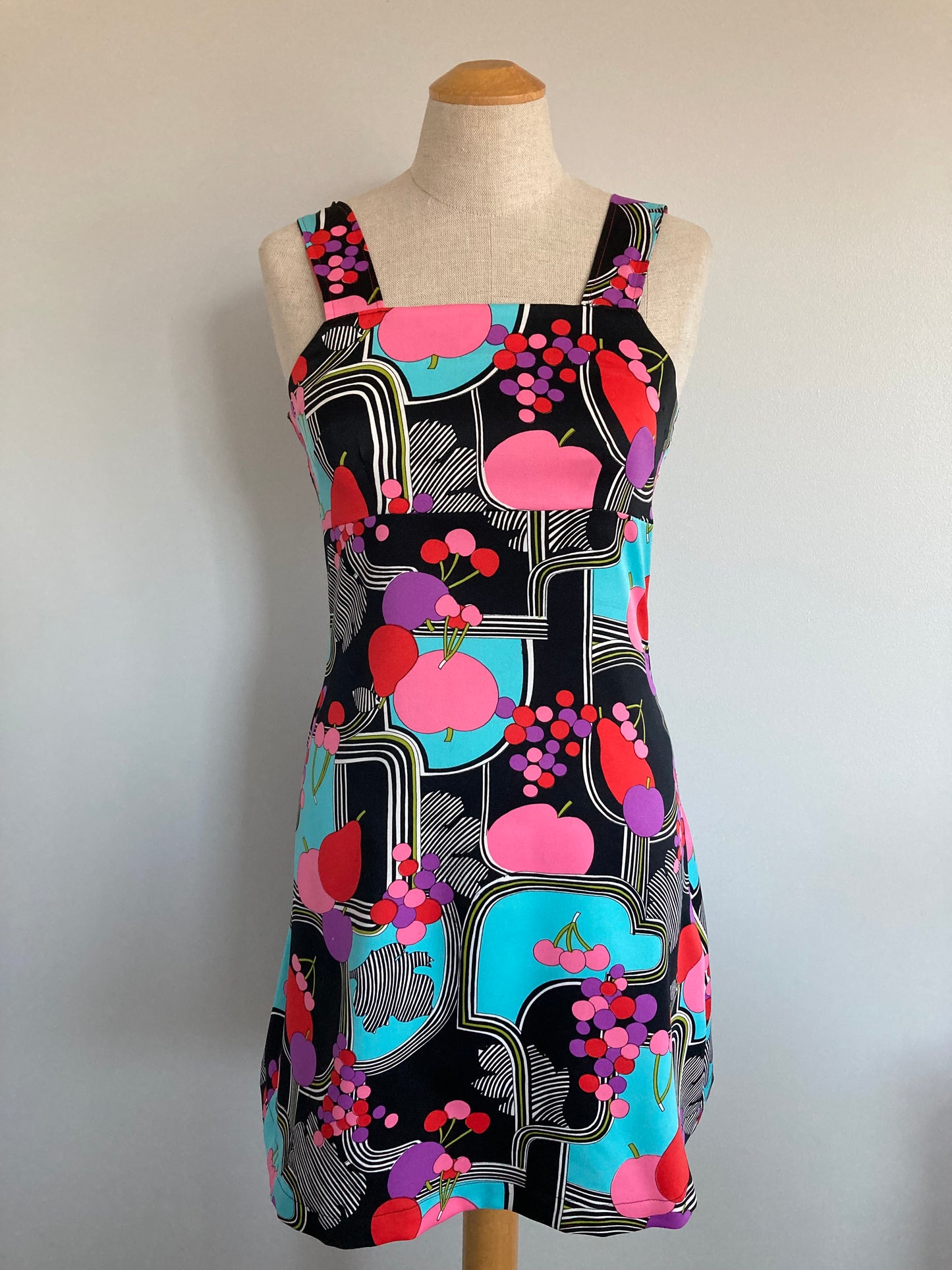 1970s Mod Print Sleeveless Mini Dress, Size XS