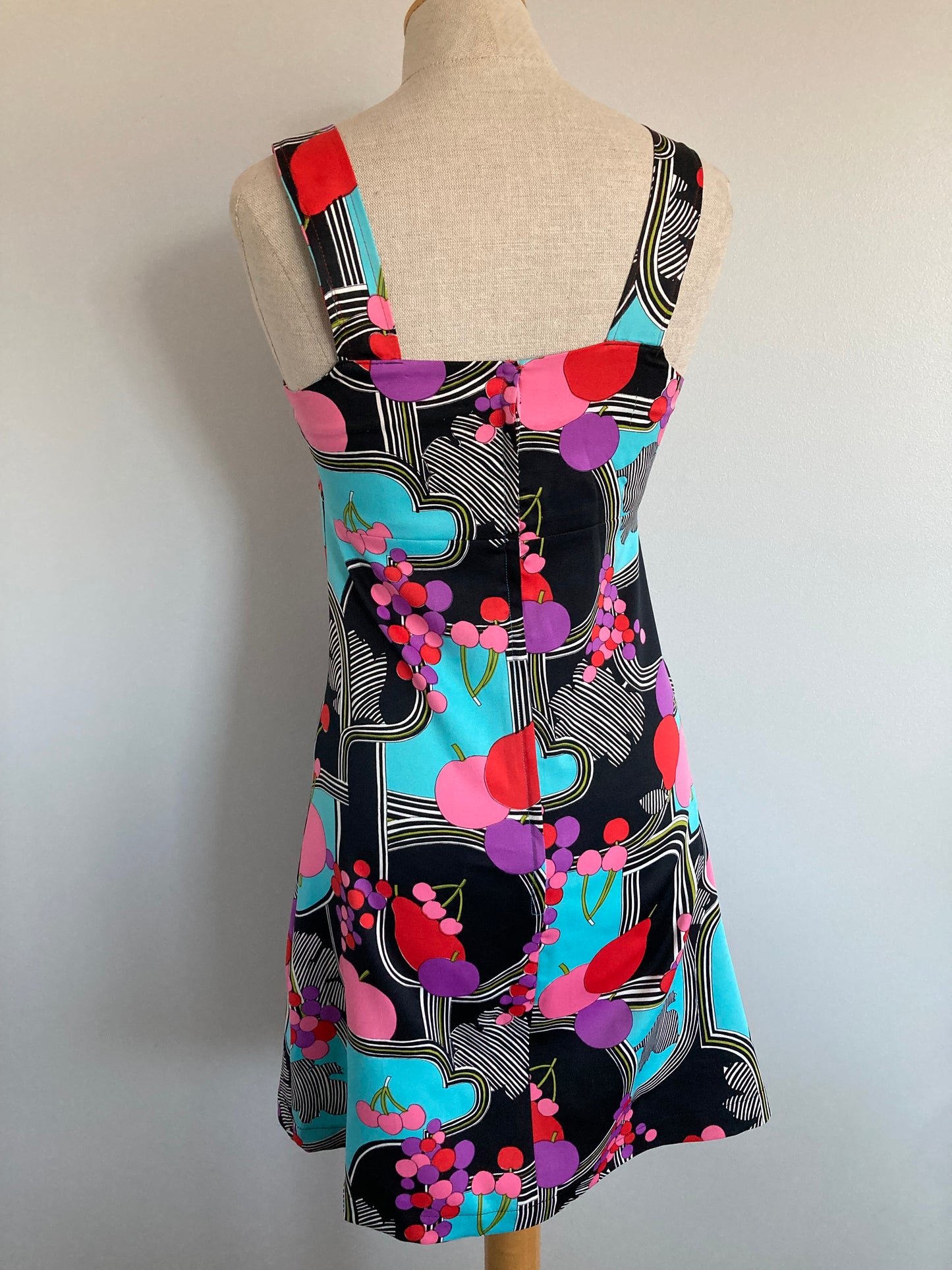 1970s Mod Print Sleeveless Mini Dress, Size XS