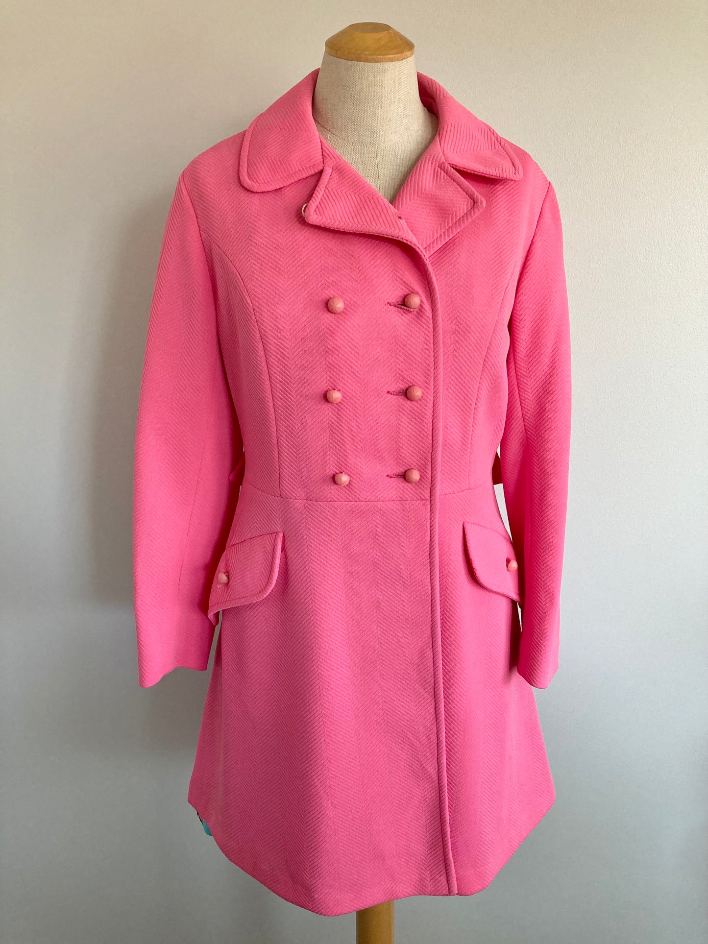 1960/70s Bubblegum Pink Mini Length Coat, Size M