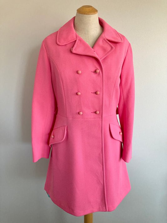 1960/70s Bubblegum Pink Mini Length Coat, Size M