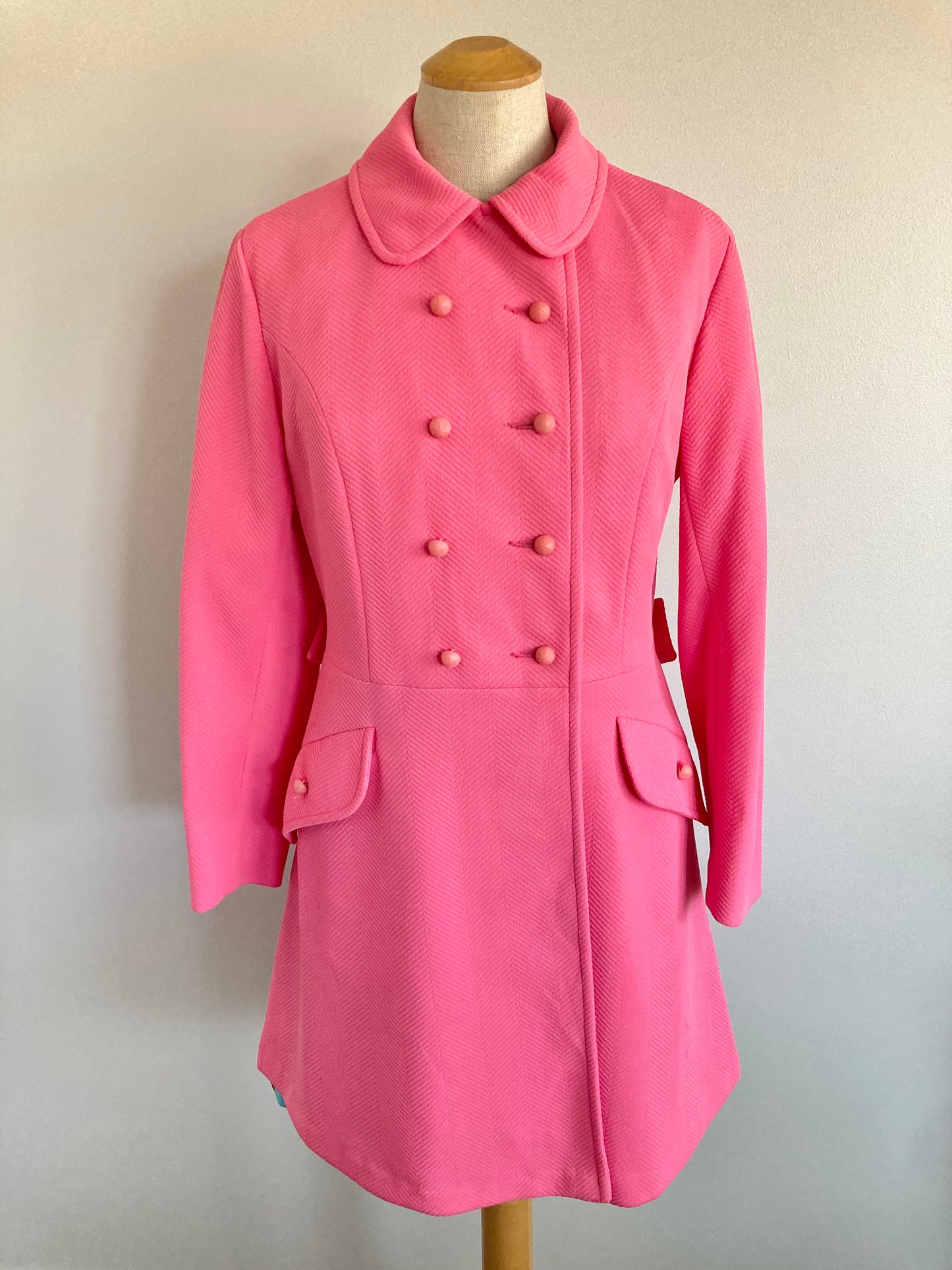 1960/70s Bubblegum Pink Mini Length Coat, Size M