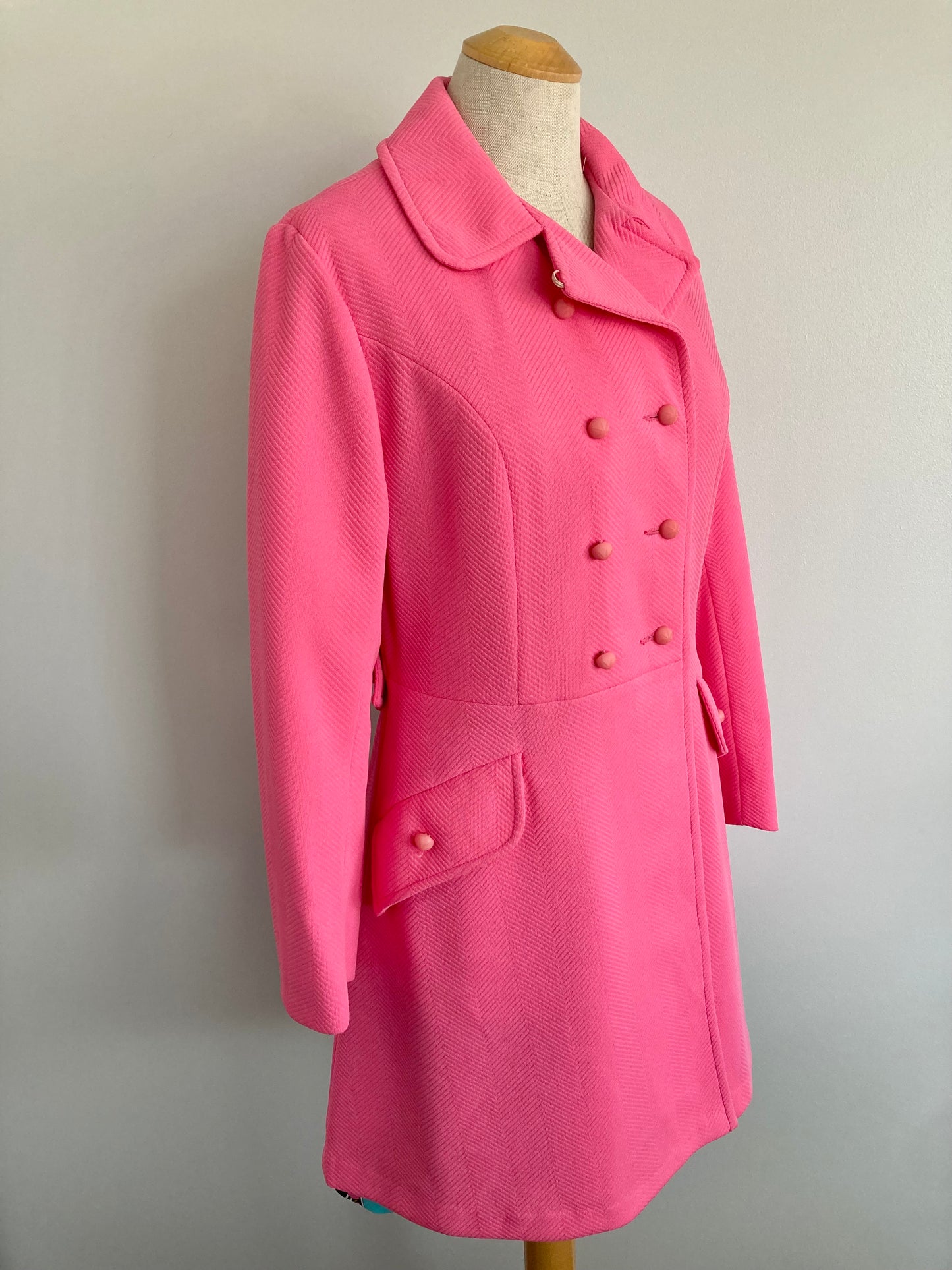 1960/70s Bubblegum Pink Mini Length Coat, Size M