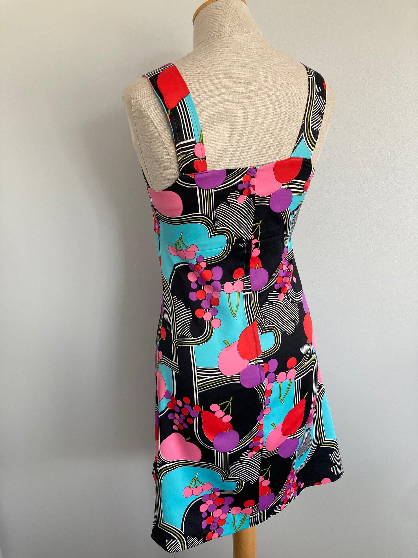 1970s Mod Print Sleeveless Mini Dress, Size XS
