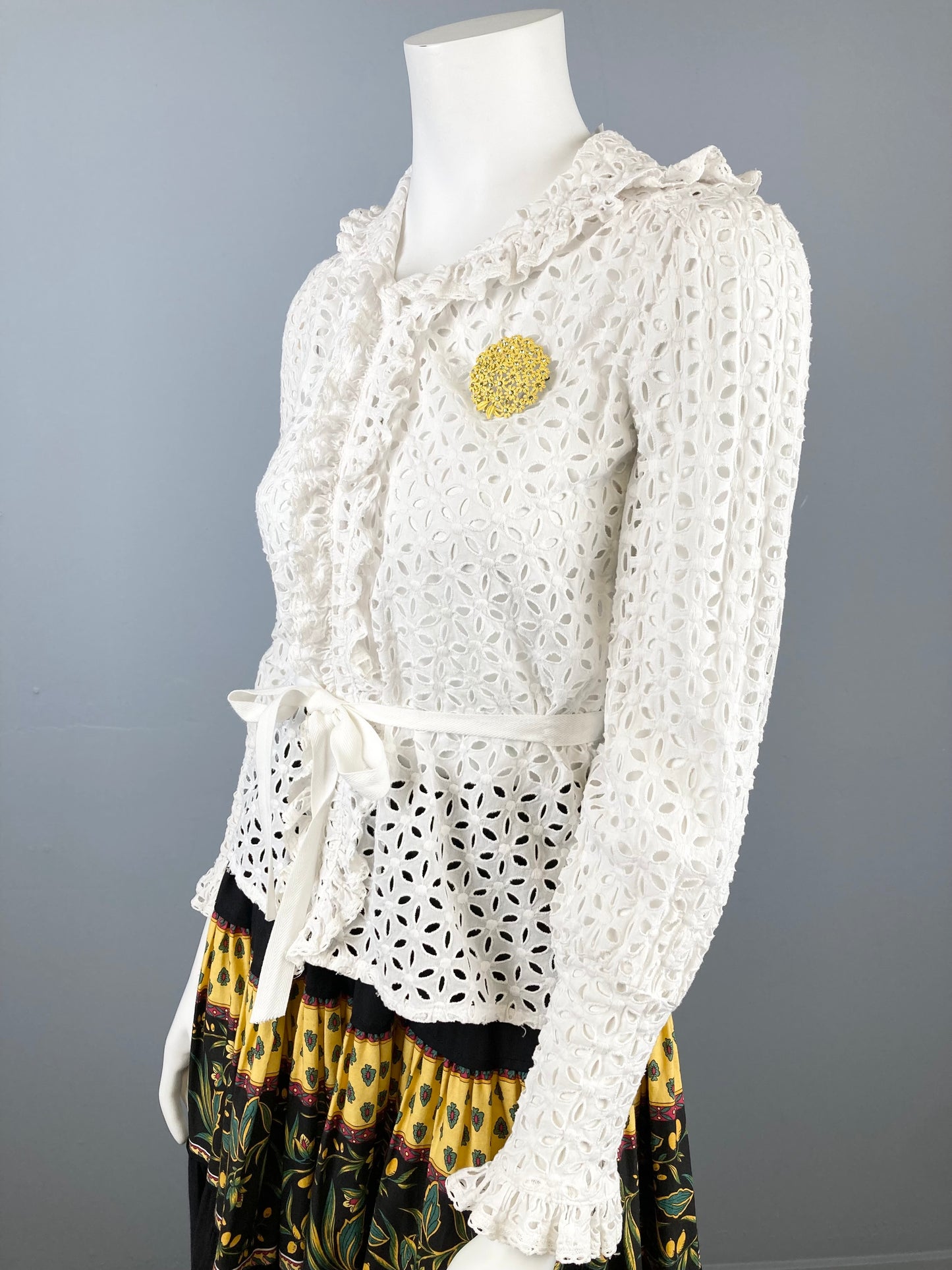 Anna Sui Cotton Eyelet Blouse, Size 4 (S)