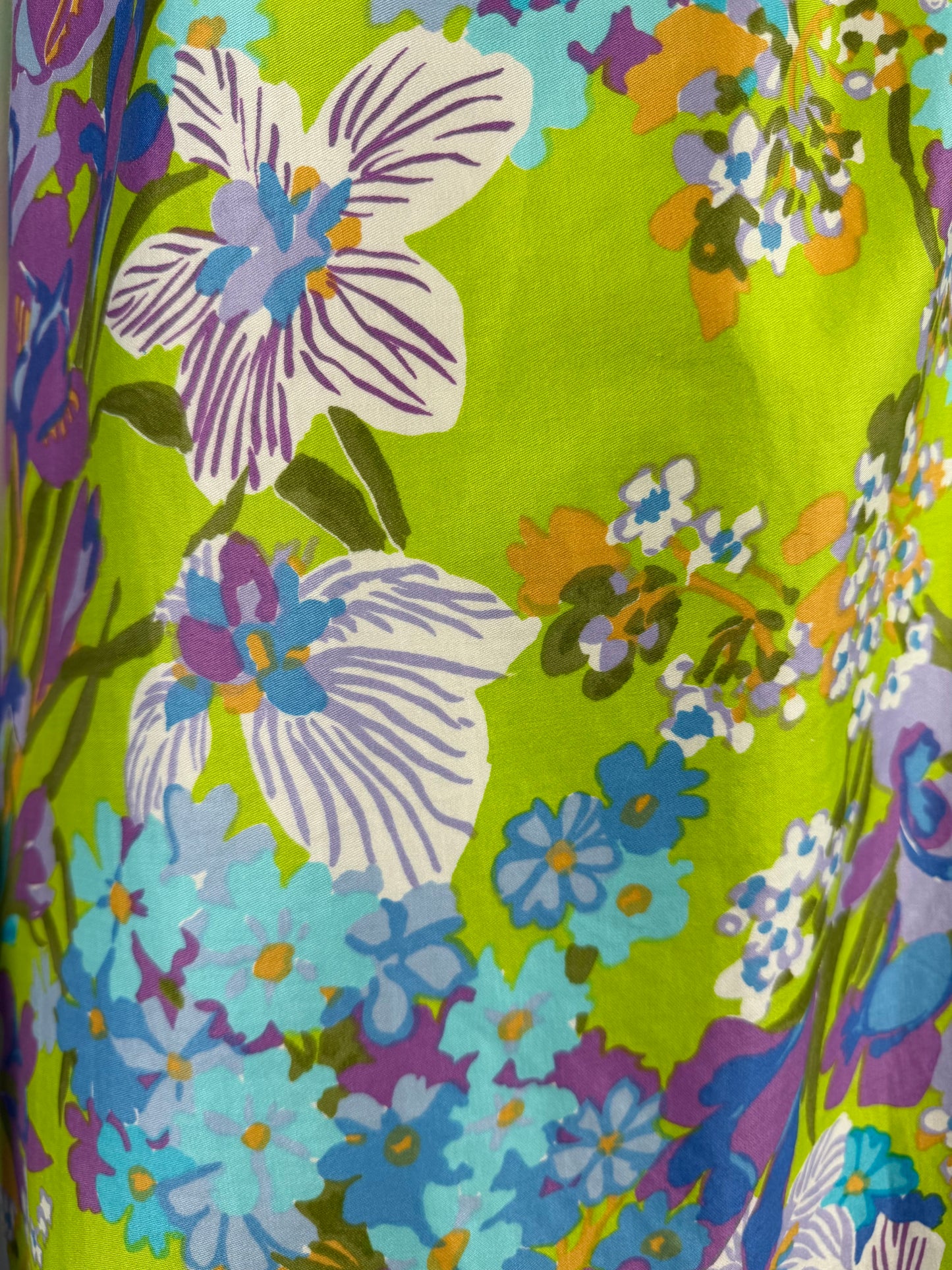 1960s Mod Japanese Print Cotton Sateen Summer Shift Dress, Size S