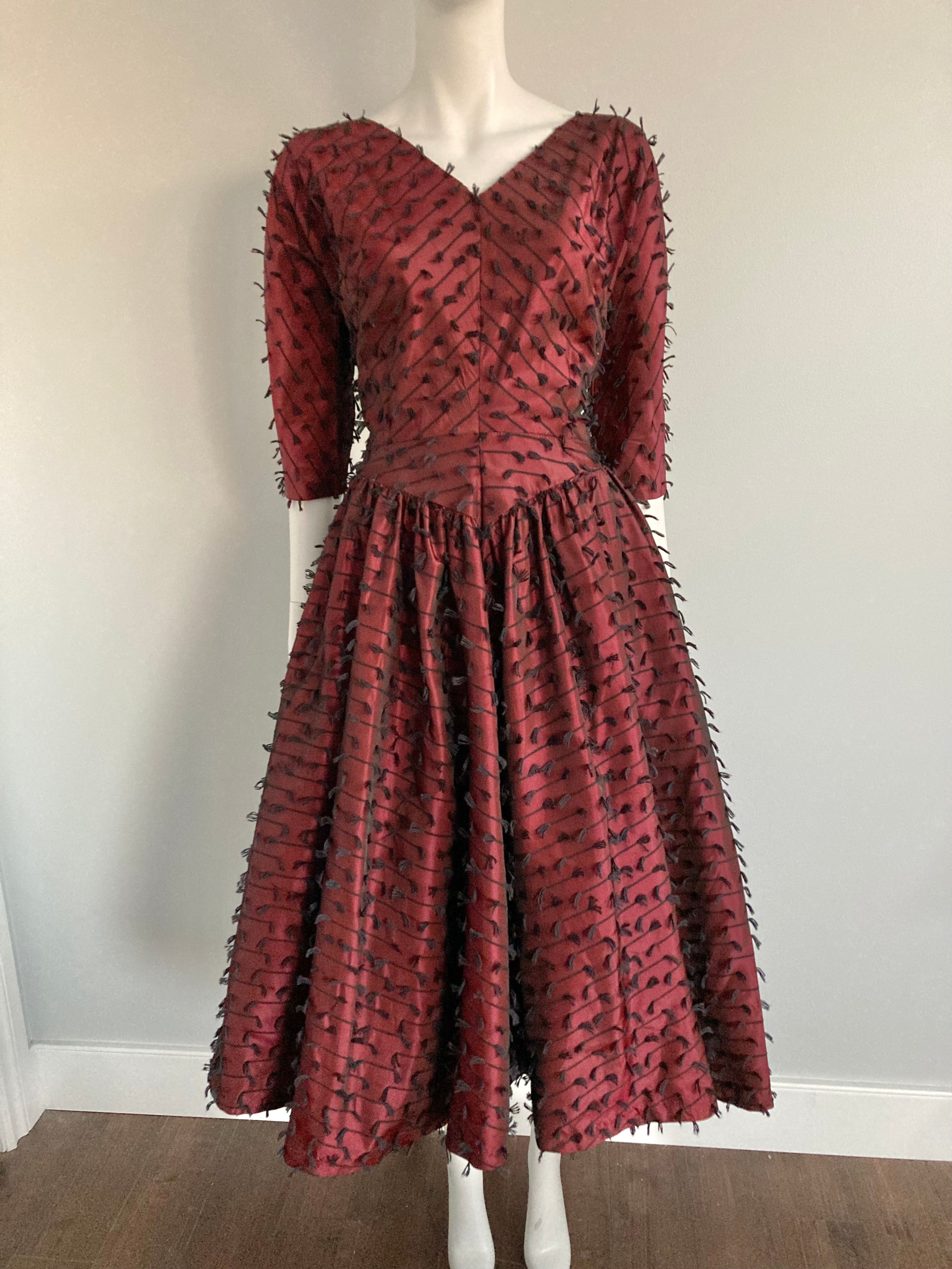 Burgundy clearance 1950s dress