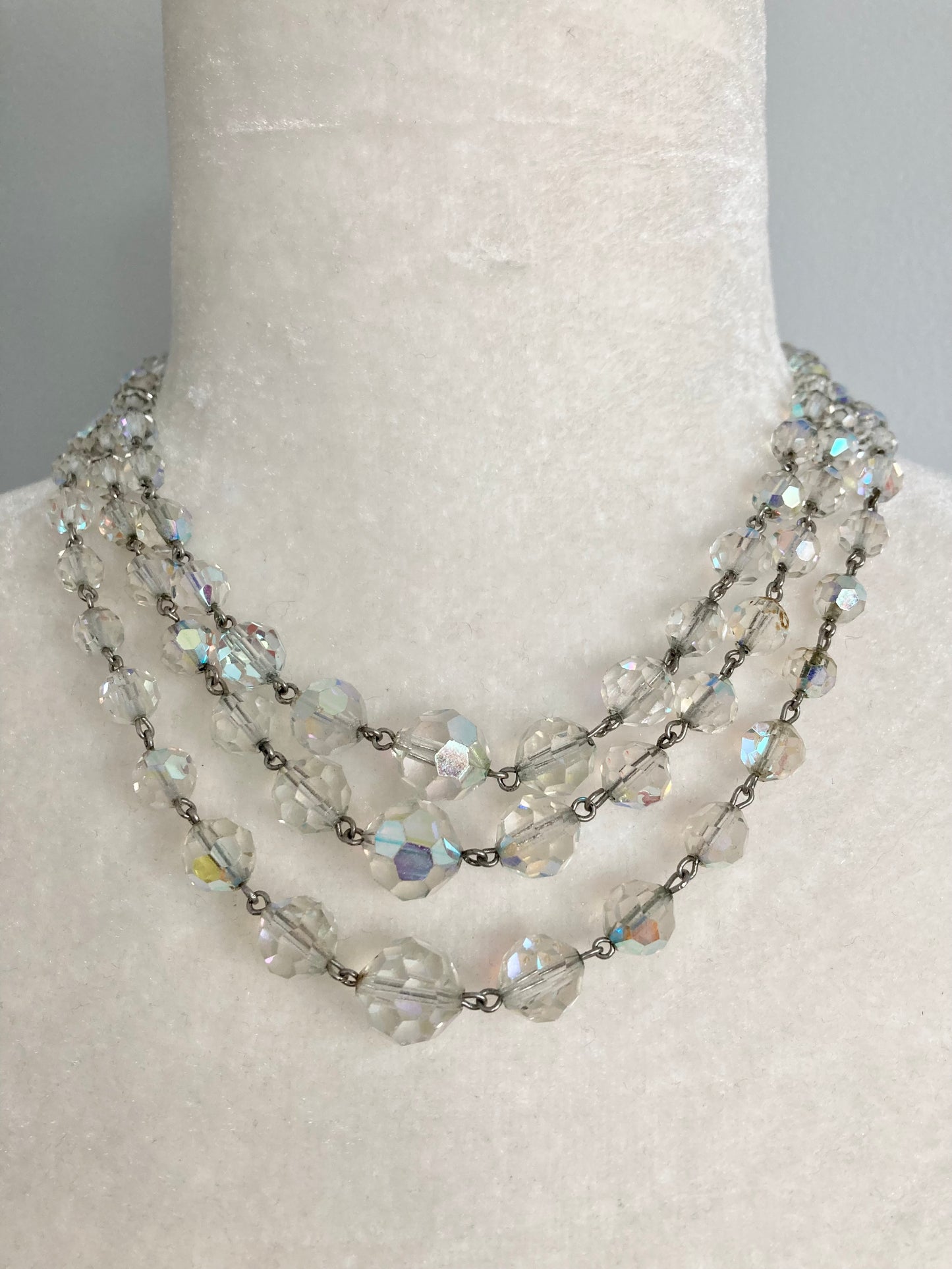 1950s Aurora-borealis Layered Crystal Necklace