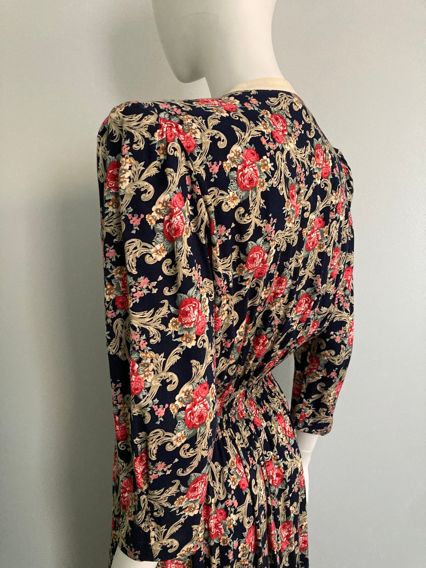 90s Does 30s Floral Rayon Maxi Dress, Size M