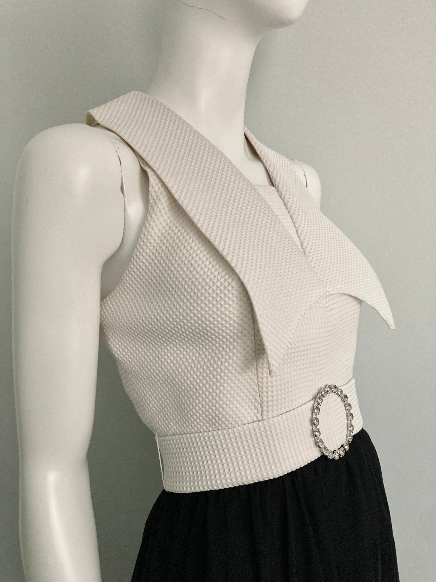 1970s Chiffon Maxi Dress Dagger Collar, Size M