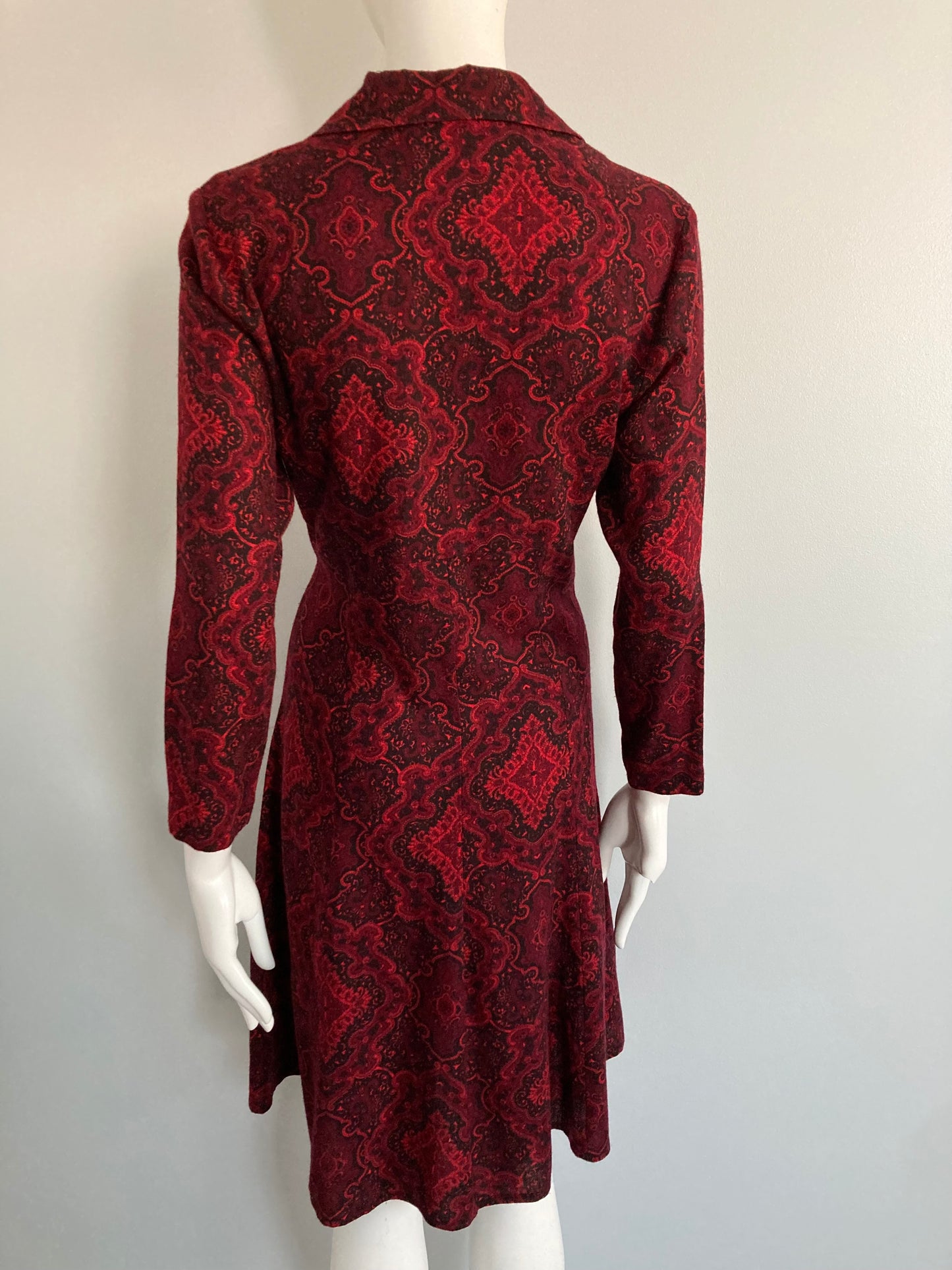 70s Does 40s Lightweight Wool Dress, Size S